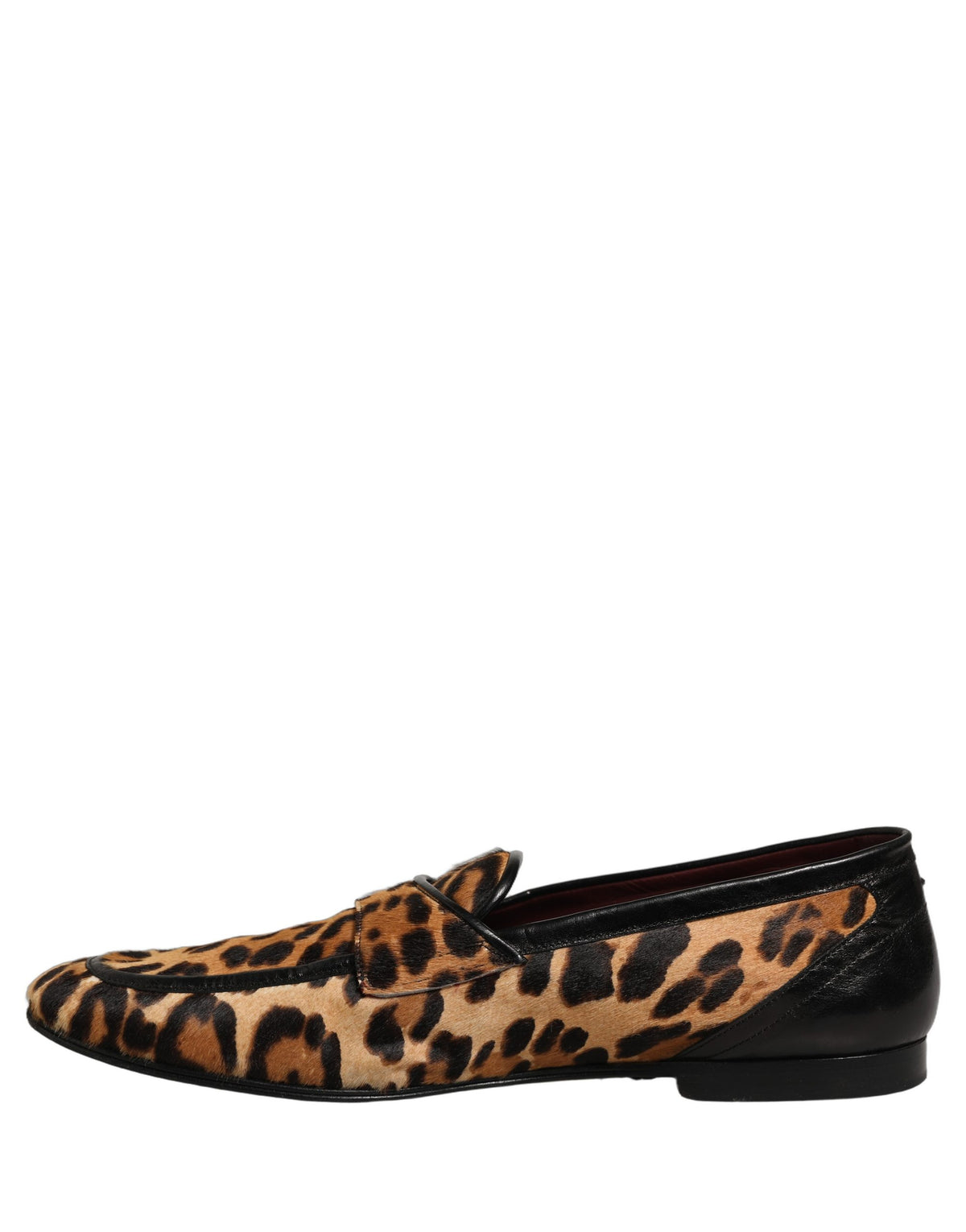 Dolce & Gabbana Brown Leopard Calf Hair Flats Loafers Men's Shoes (Pre-Owned)