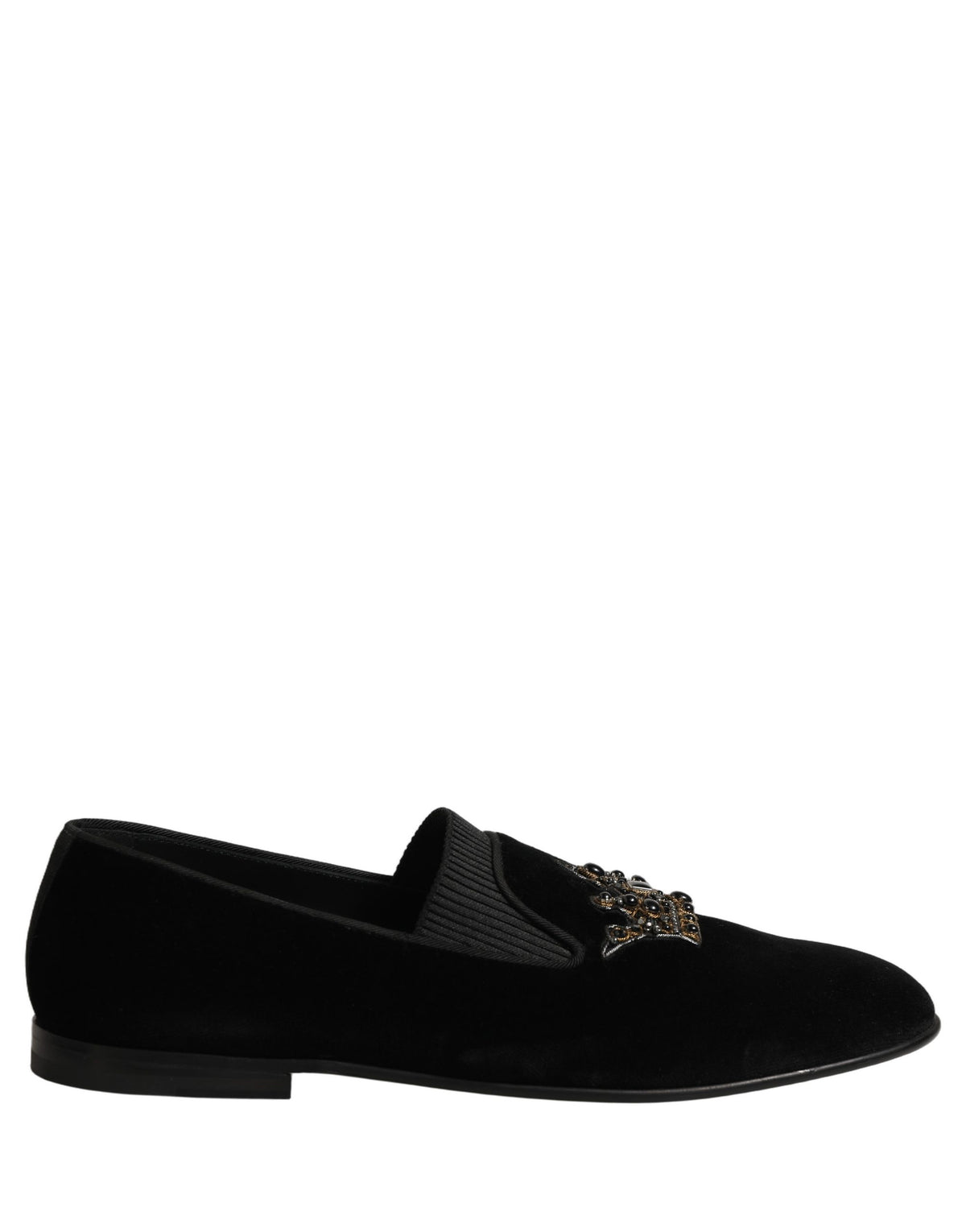 Dolce & Gabbana Black Crown Embellished Men Loafers Men's Shoes (Pre-Owned)