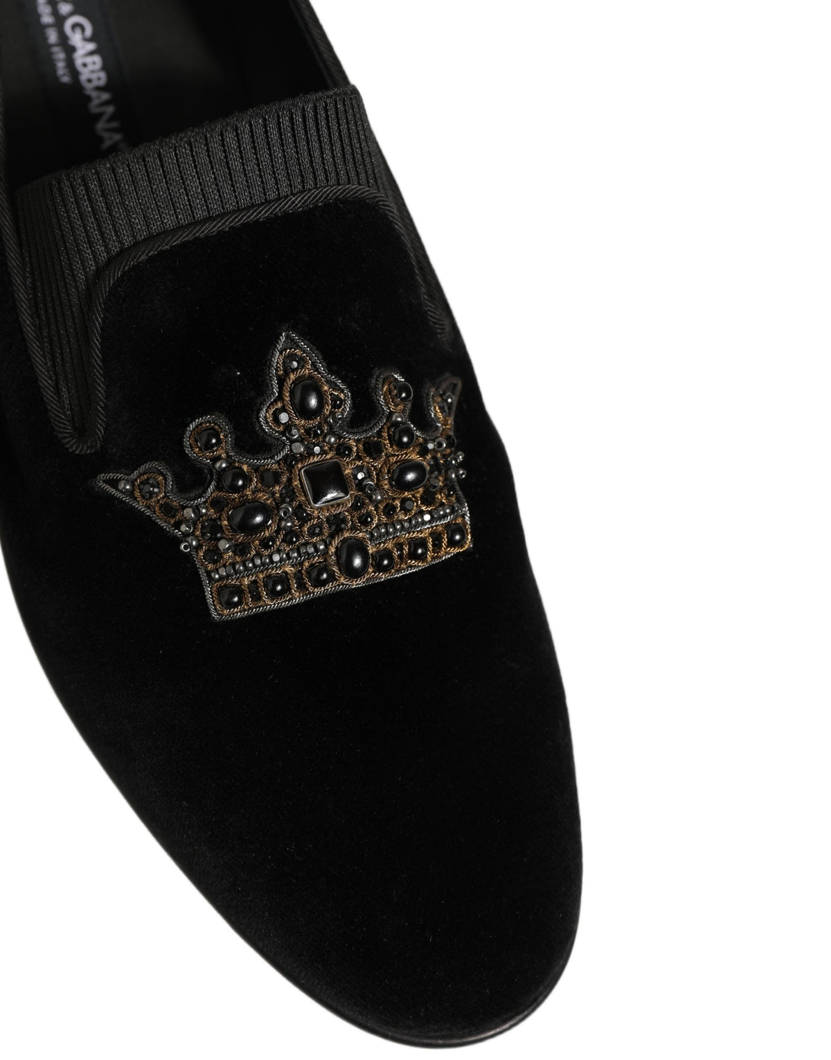 Dolce & Gabbana Black Crown Embellished Men Loafers Men's Shoes (Pre-Owned)