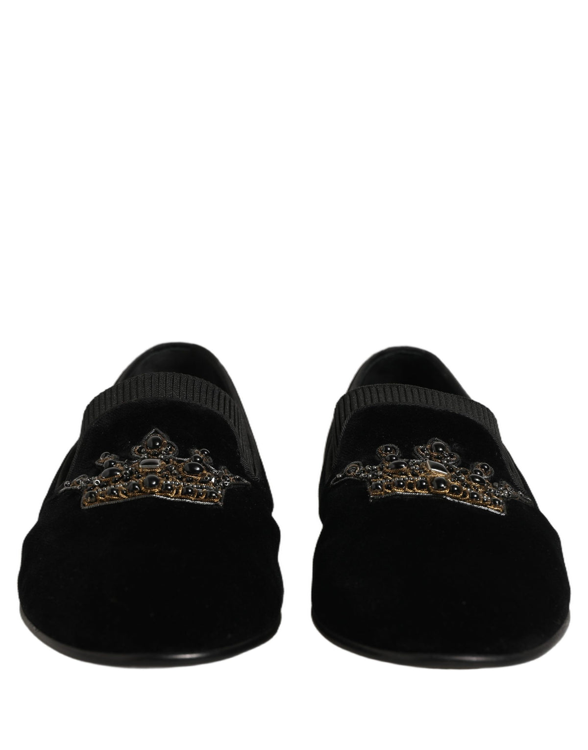Dolce & Gabbana Black Crown Embellished Men Loafers Men's Shoes (Pre-Owned)
