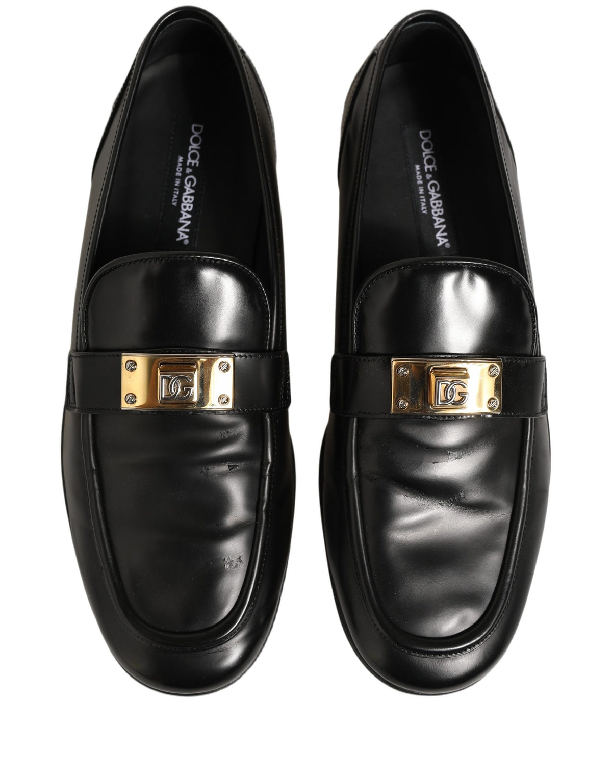 Dolce & Gabbana Black Leather Logo Plaque Men Loafers Men's Shoes (Pre-Owned)