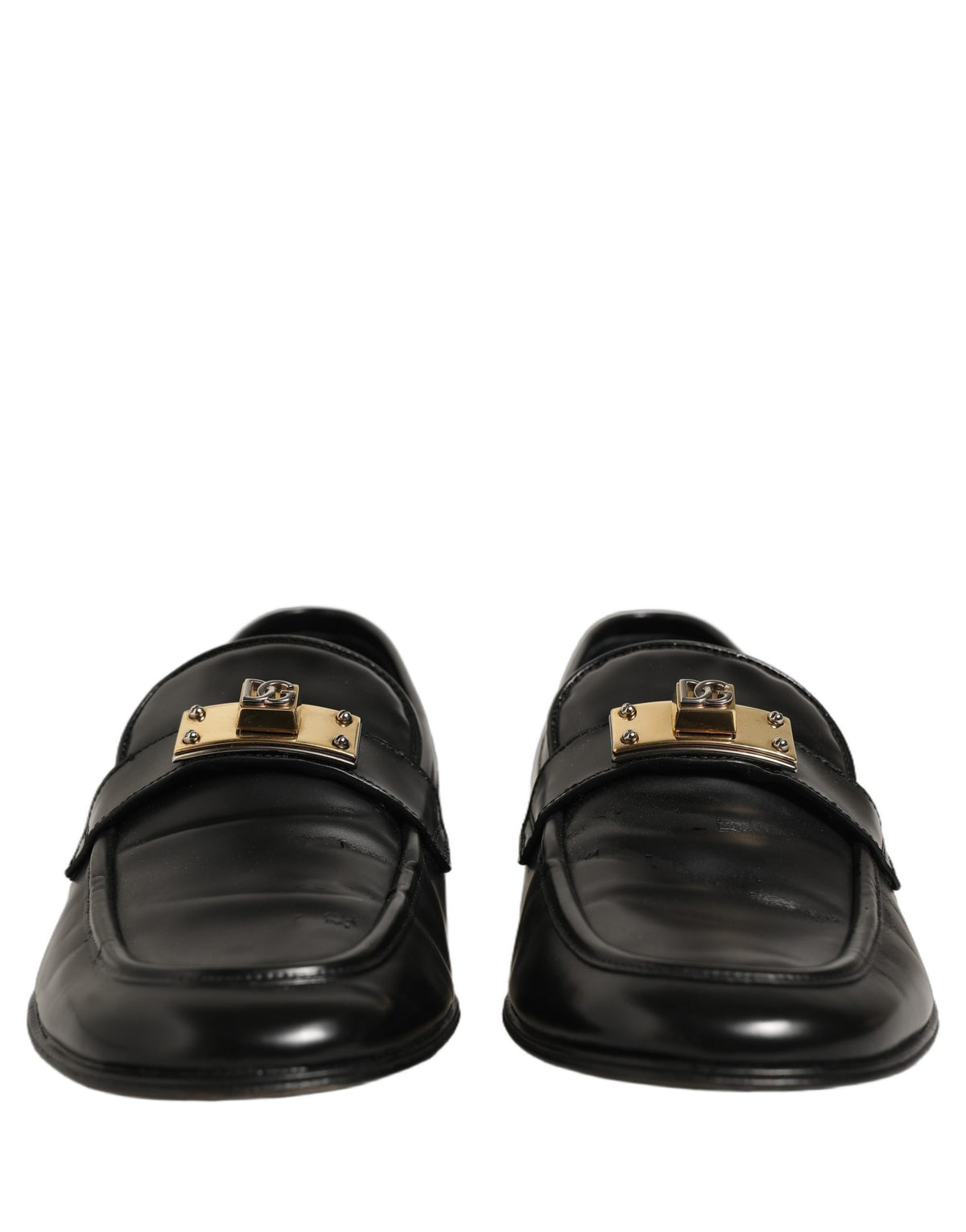 Dolce & Gabbana Black Leather Logo Plaque Men Loafers Men's Shoes (Pre-Owned)