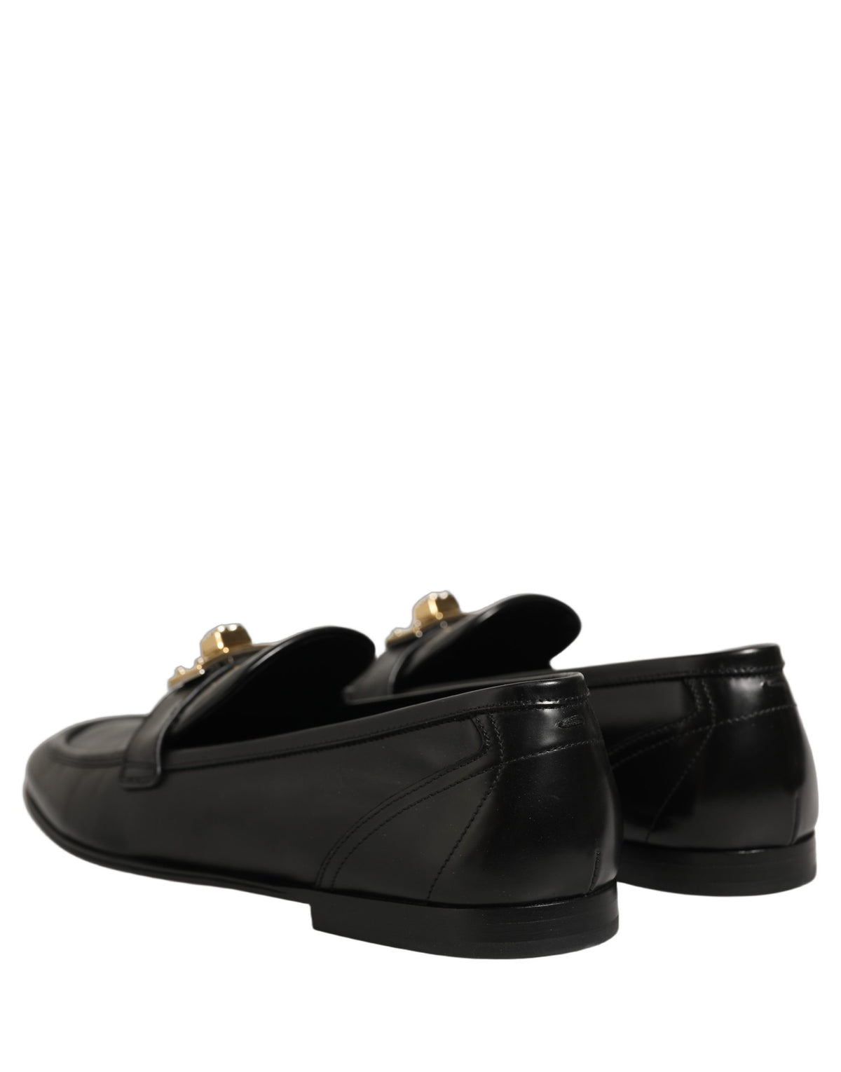 Dolce & Gabbana Black Leather Logo Plaque Men Loafers Men's Shoes (Pre-Owned)