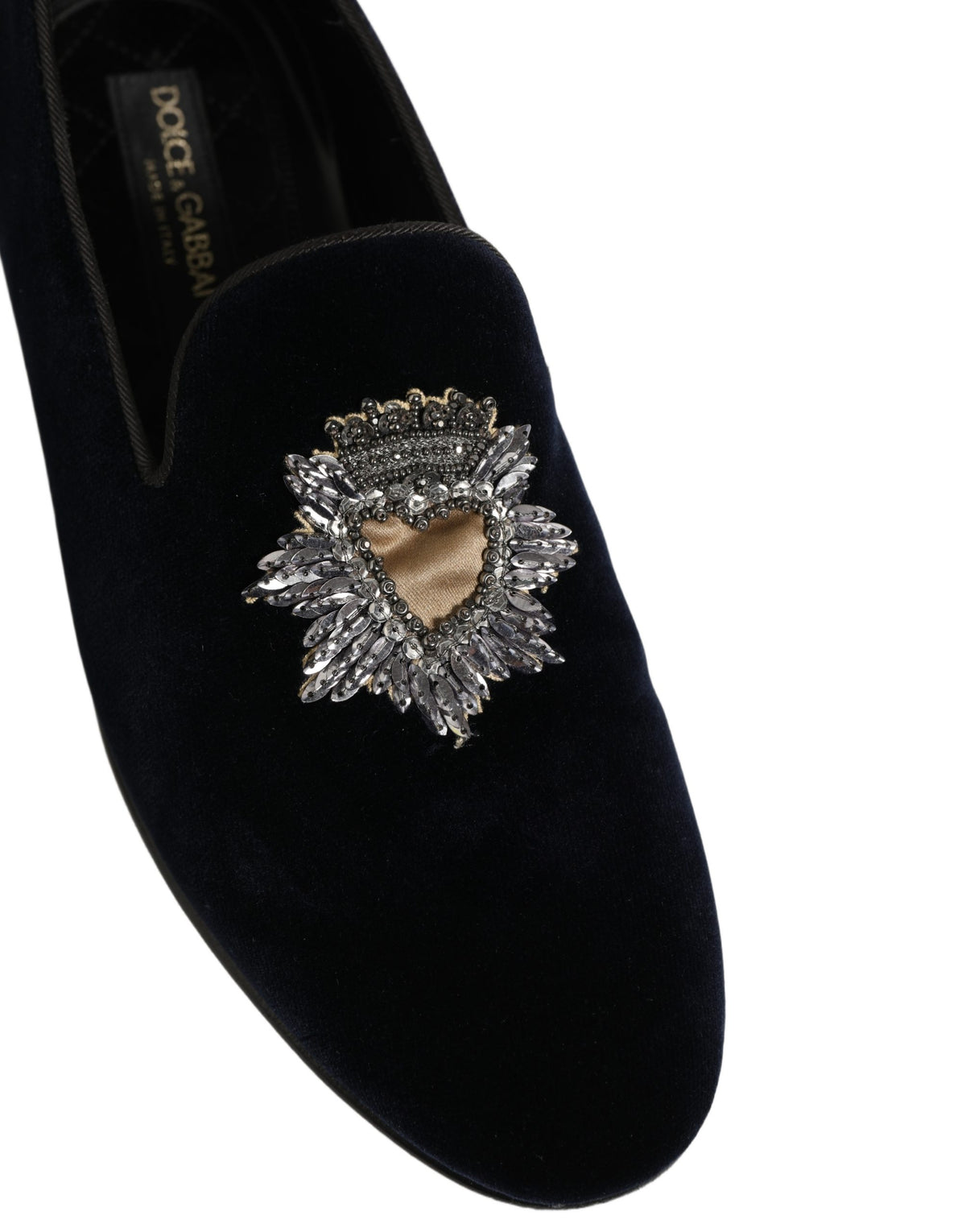 Dolce & Gabbana Blue Velvet Embellished Slip On Loafers Men's Shoes (Pre-Owned)