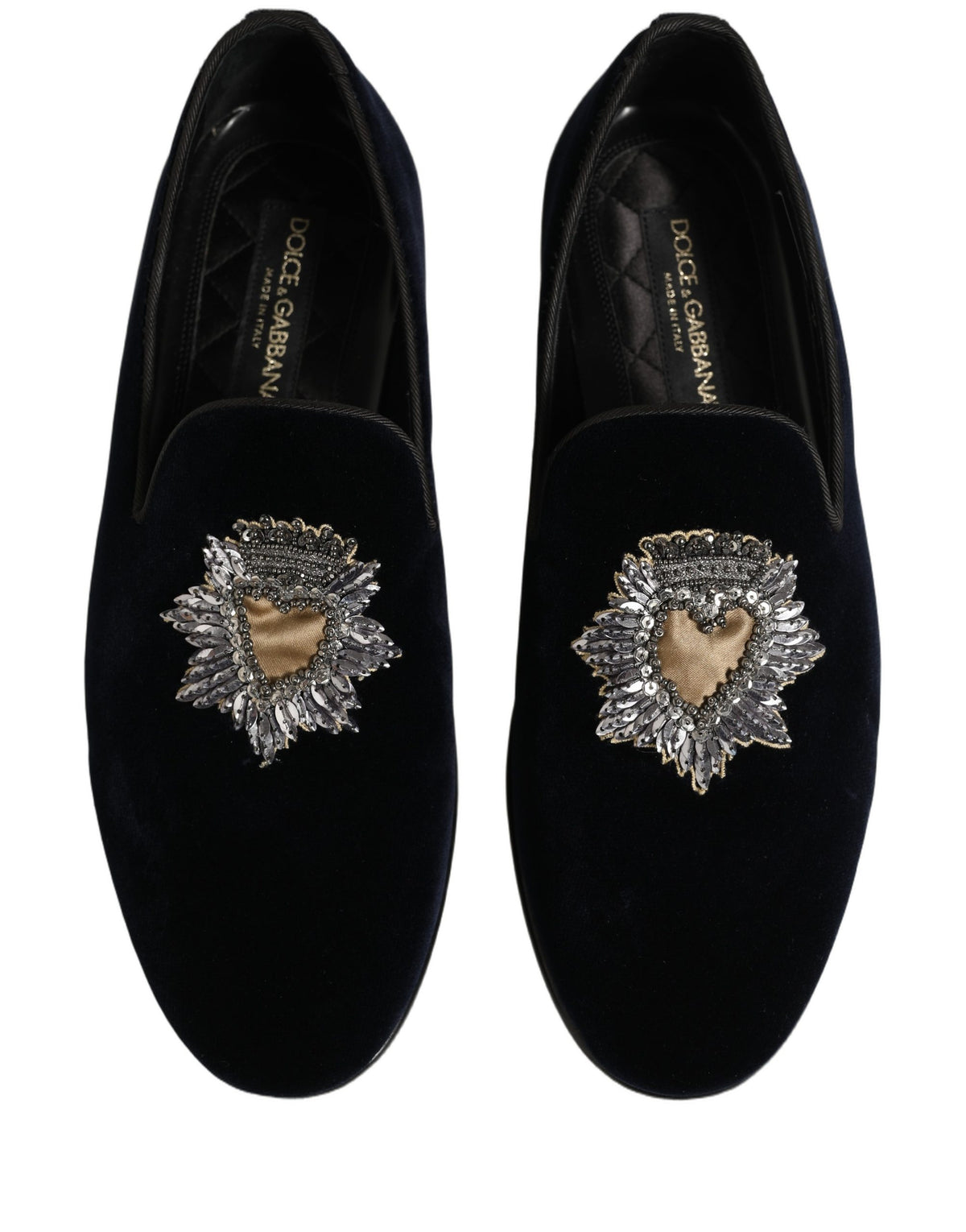 Dolce & Gabbana Blue Velvet Embellished Slip On Loafers Men's Shoes (Pre-Owned)