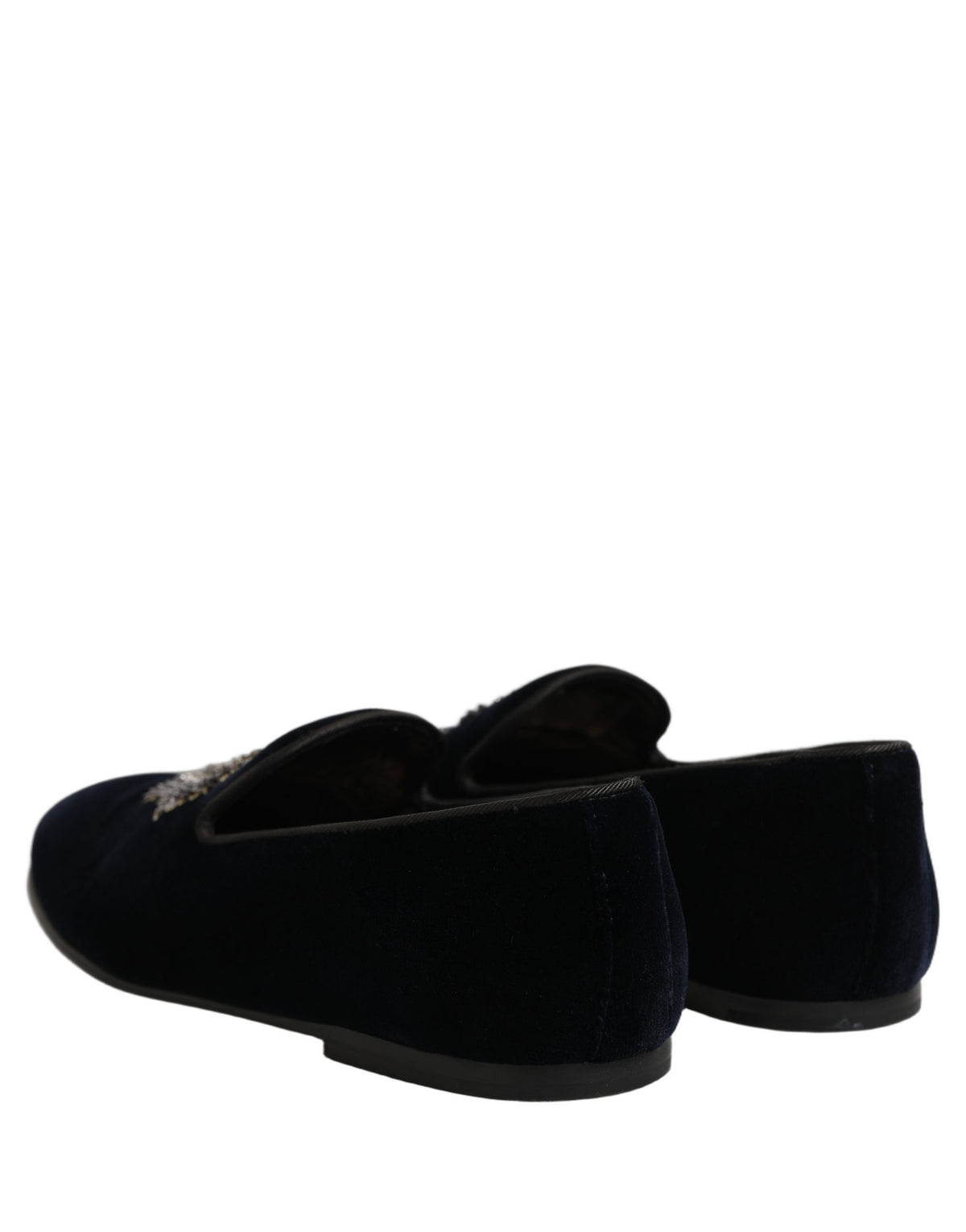 Dolce & Gabbana Blue Velvet Embellished Slip On Loafers Men's Shoes (Pre-Owned)