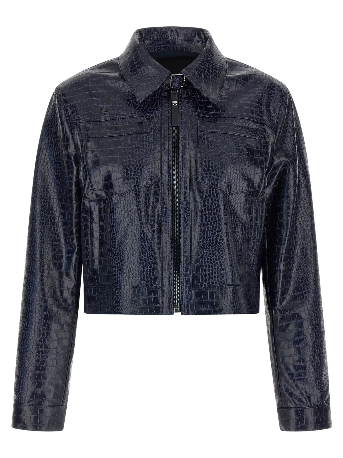 PINKO Blue Viscose Leather Women's Jacket