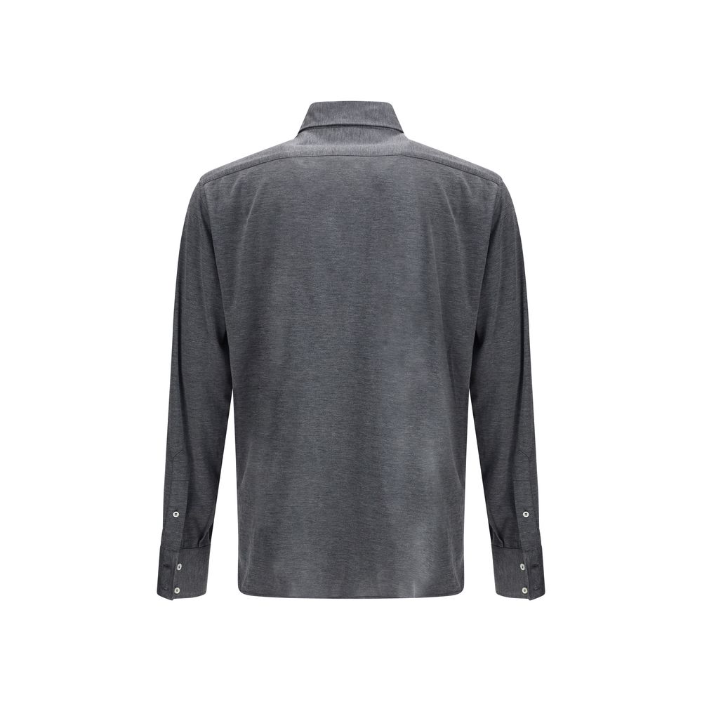 Brunello Cucinelli Gray Silk Men's Shirt