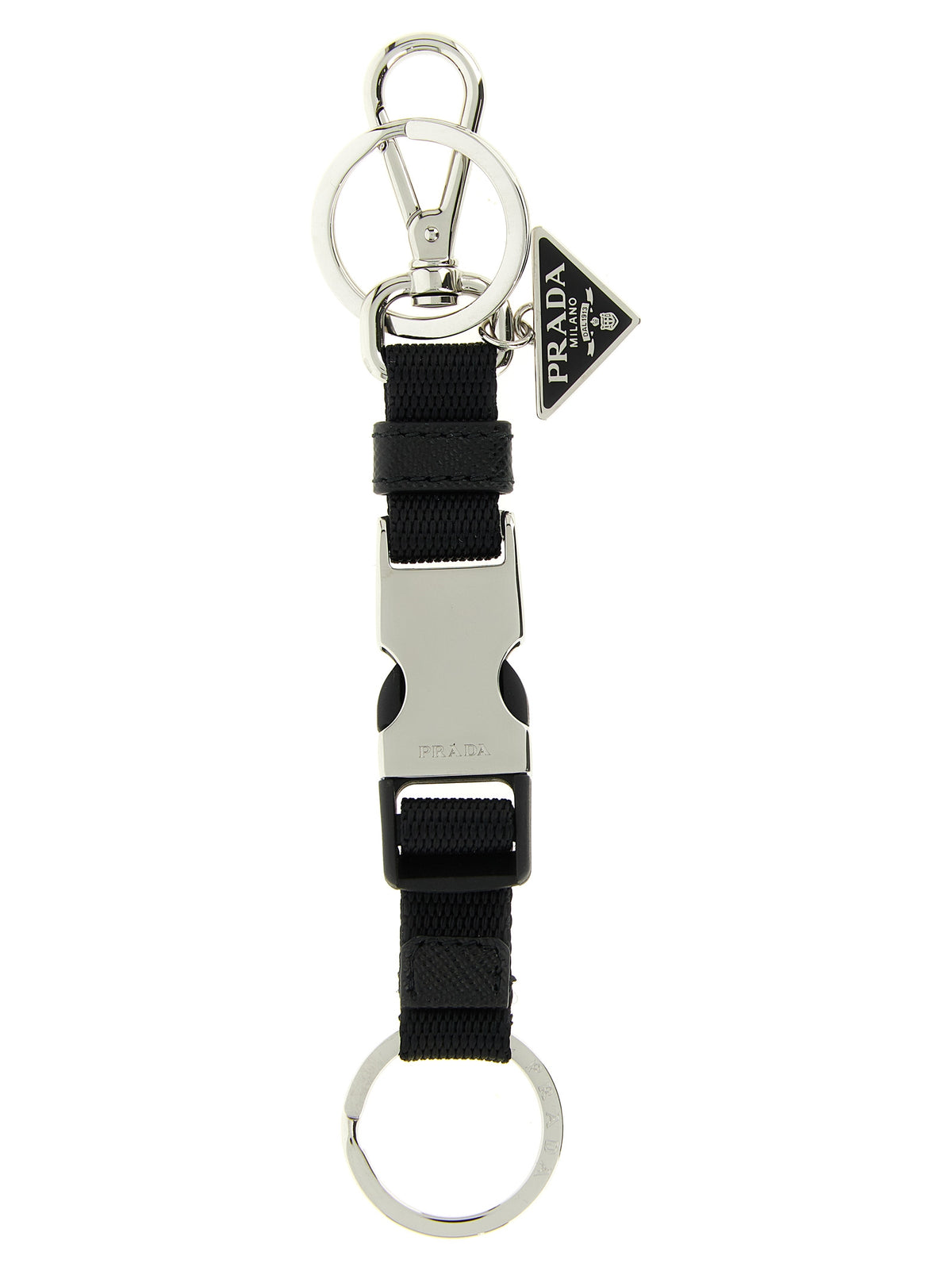 Prada Black Stainless Steel Men's Keychain