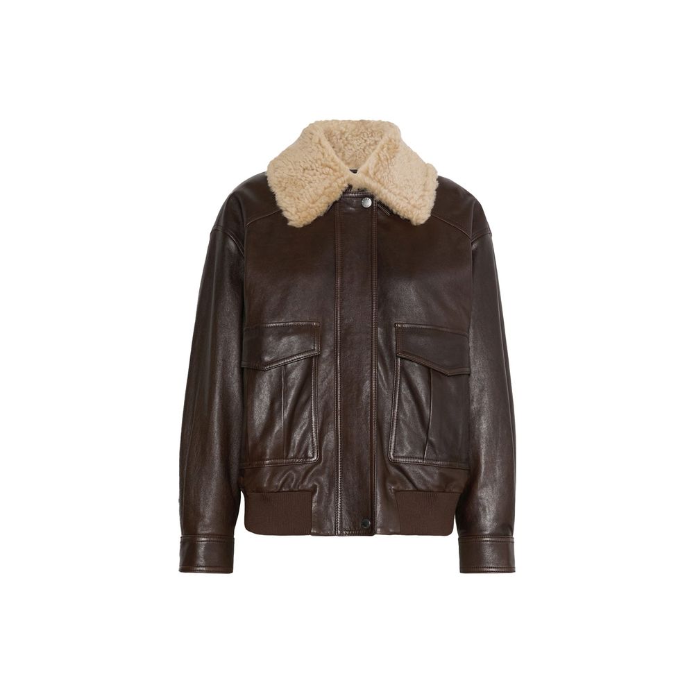 Max Mara Brown Lamb Leather Women's Bomber