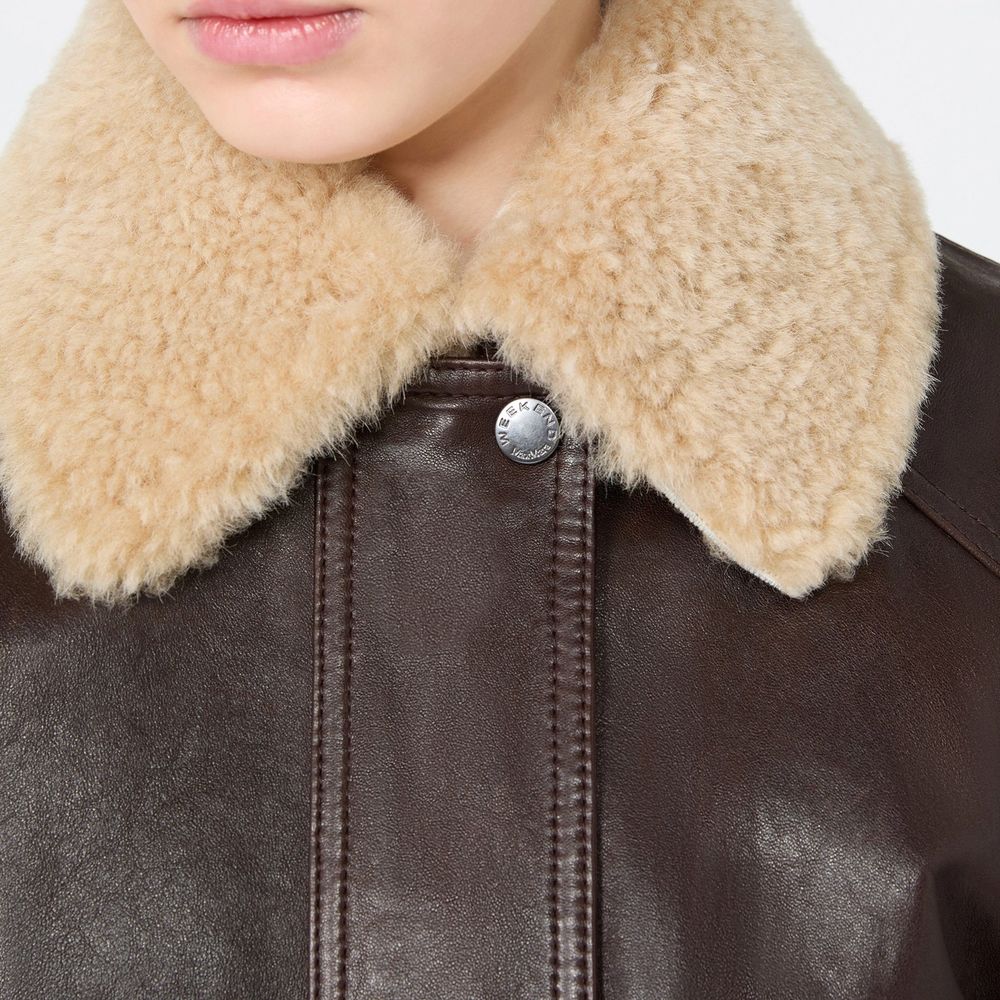 Max Mara Brown Lamb Leather Women's Bomber
