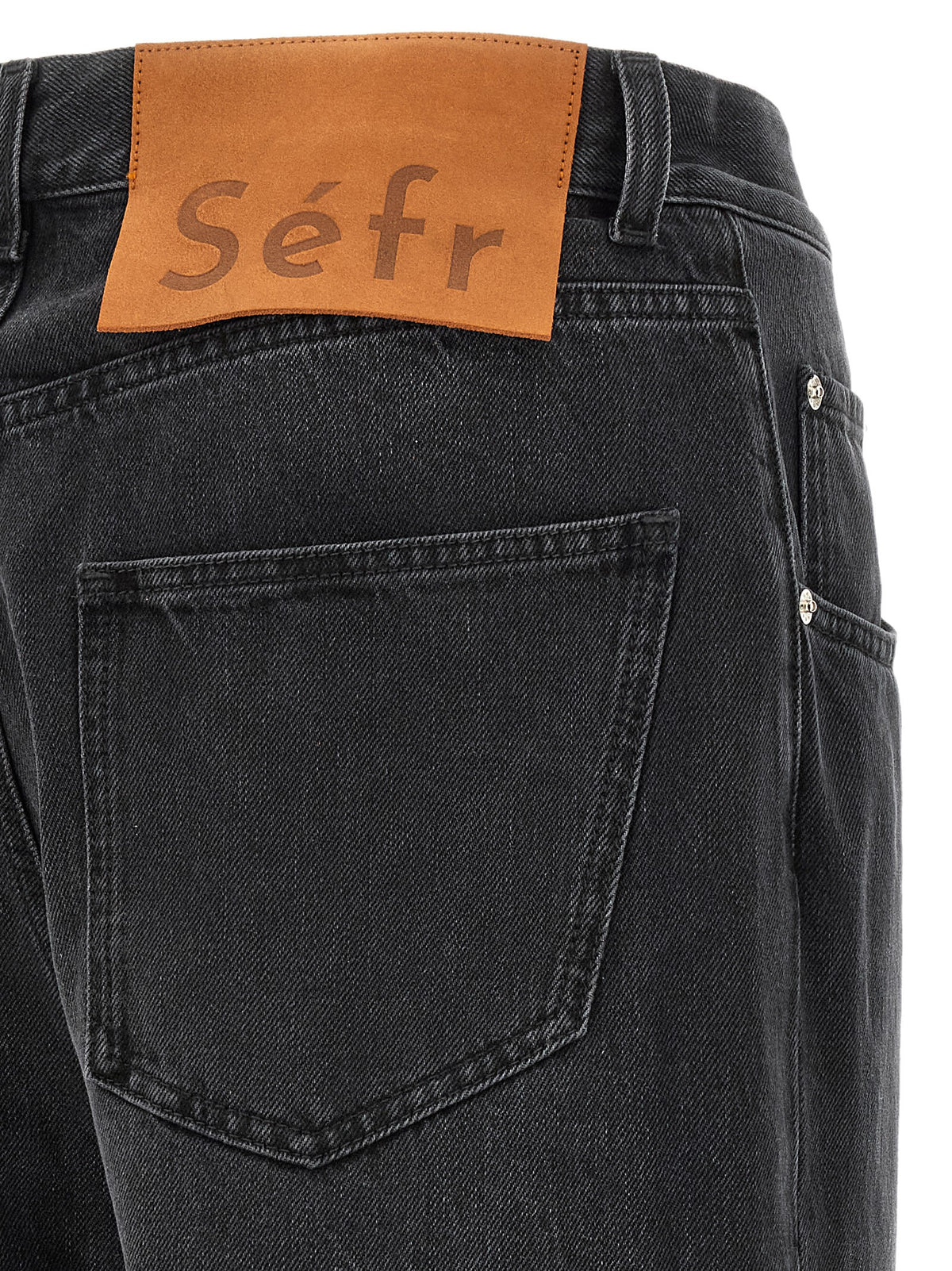 SÉFR Black Cotton Relaxed Fit Men's Jeans