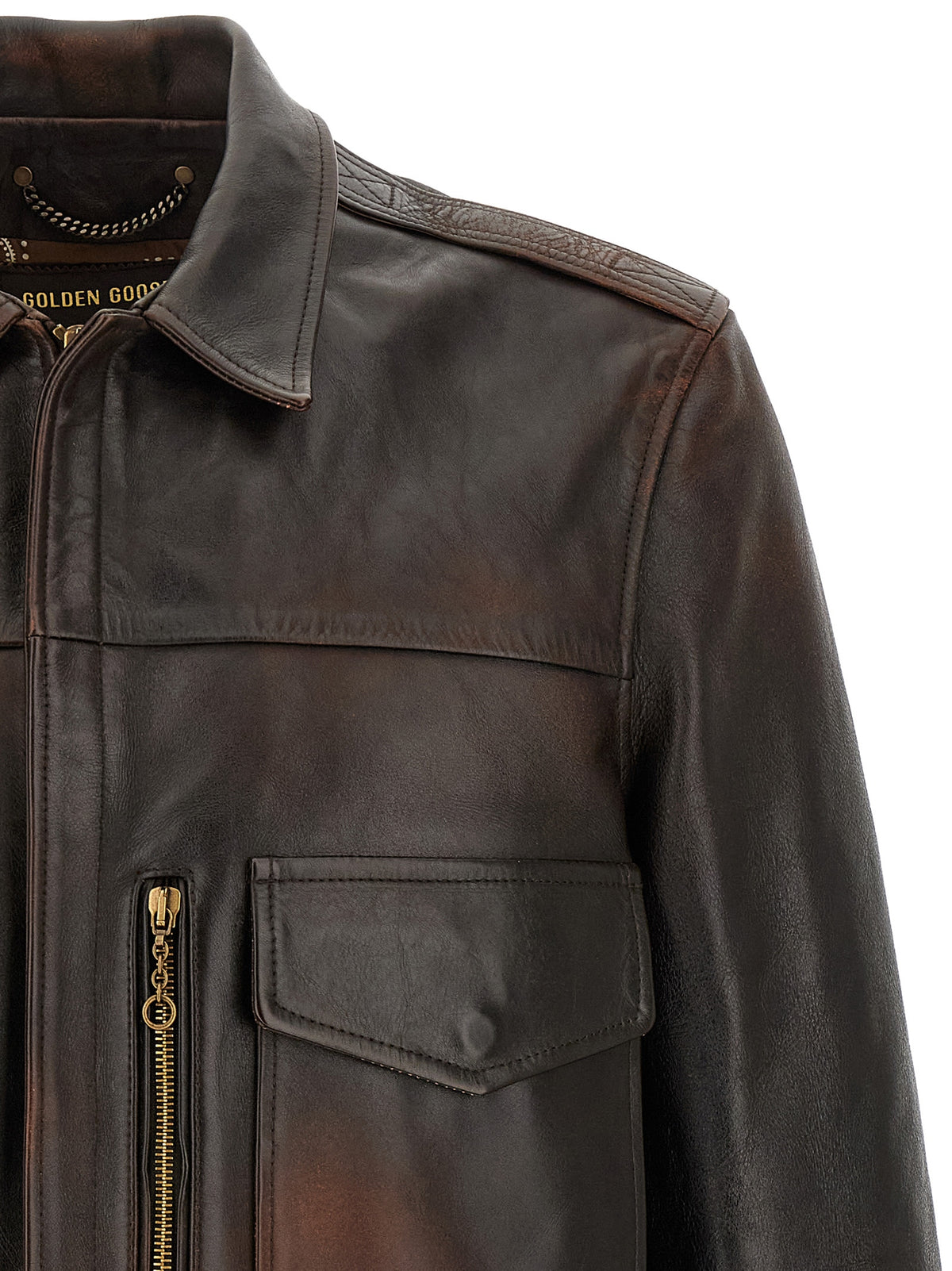 Golden Goose Brown Cowhide Leather Men's Jacket