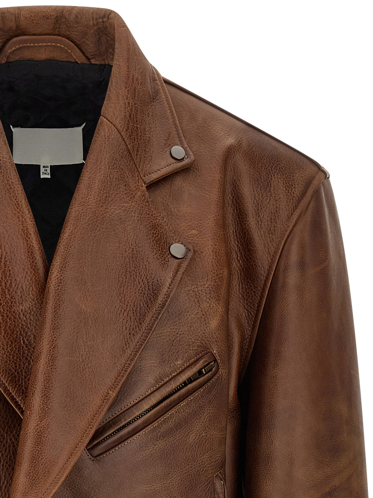 Maison Margiela Brown Calfskin Leather Men's Jacket