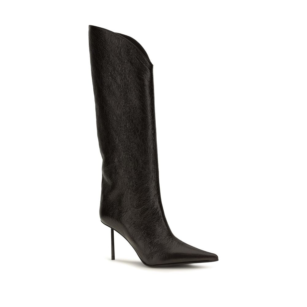 LE SILLA Black Calf Leather Bos Taurus High Heel Women's Boots