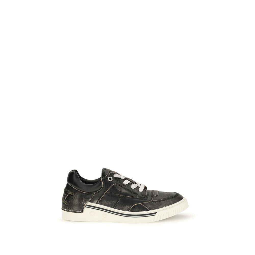Fendi Black Calf Leather Bos Taurus Low Top Men's Sneakers