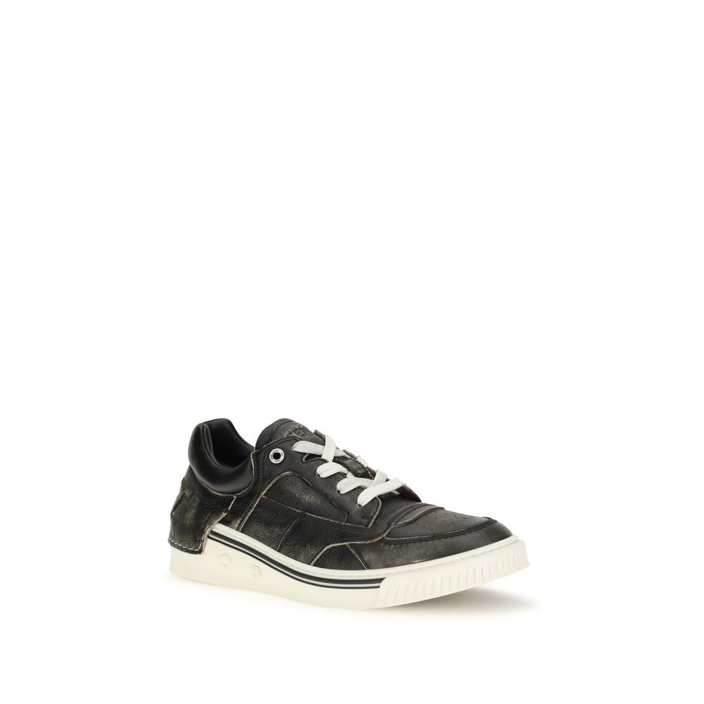 Fendi Black Calf Leather Bos Taurus Low Top Men's Sneakers