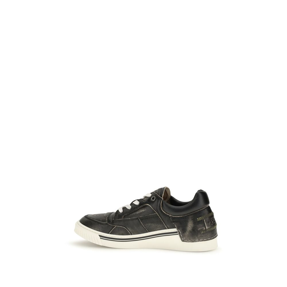 Fendi Black Calf Leather Bos Taurus Low Top Men's Sneakers