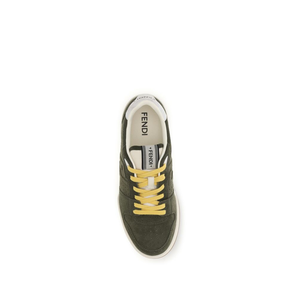 Fendi Bicolor Suede Leather Low Top Men's Sneakers
