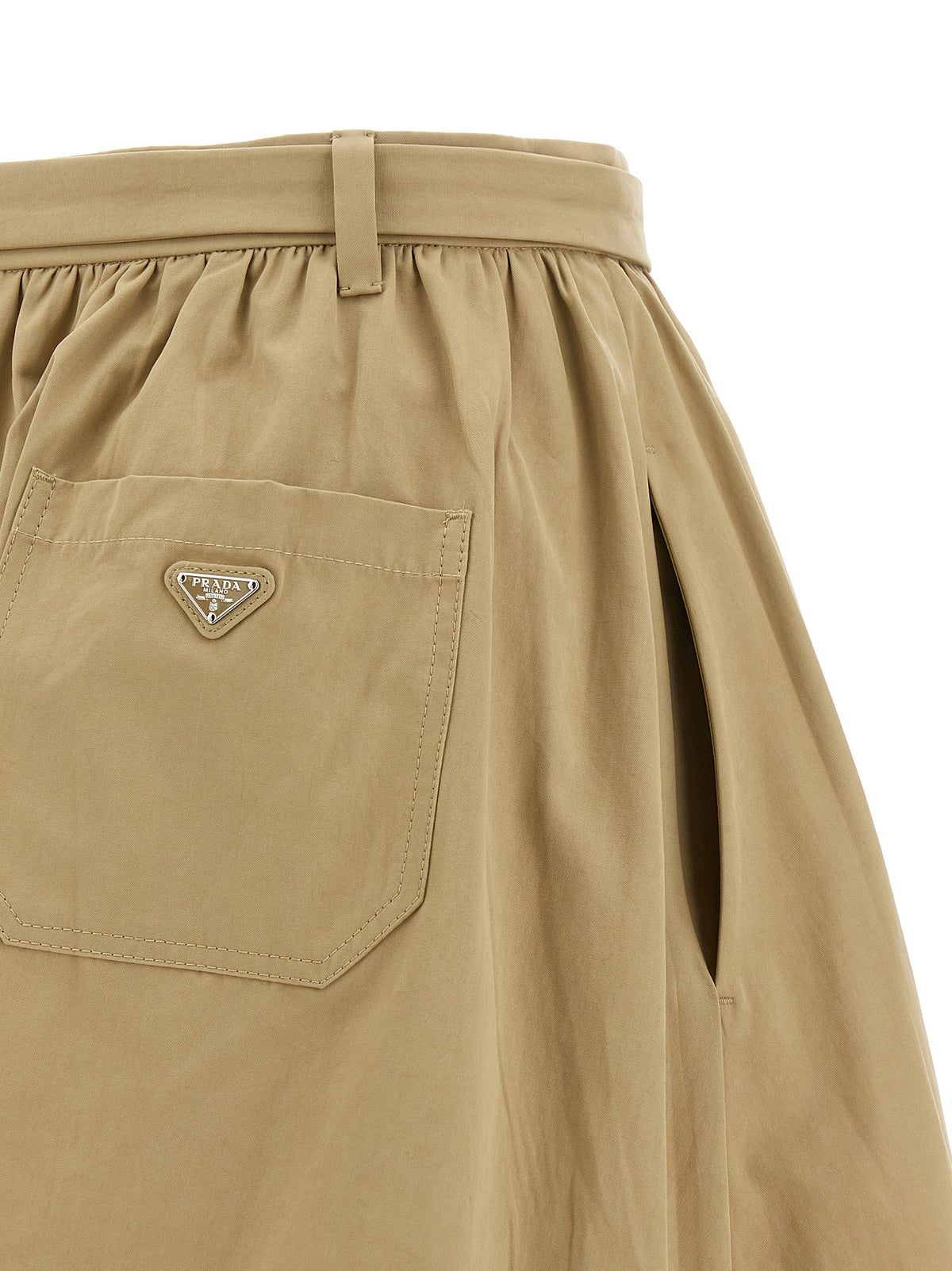 Prada Beige Cotton Midi Women's Skirt