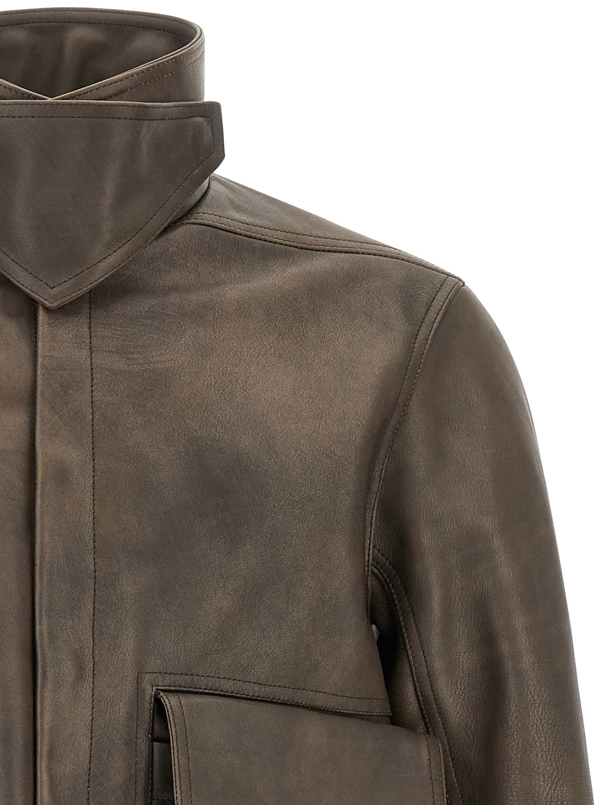 Rick Owens Brown Calfskin Leather Men's Jacket
