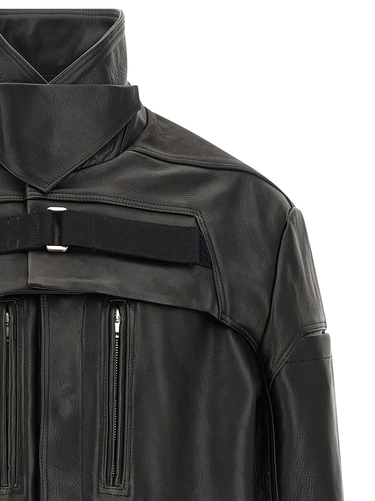 Rick Owens Black Calfskin Leather Men's Jacket