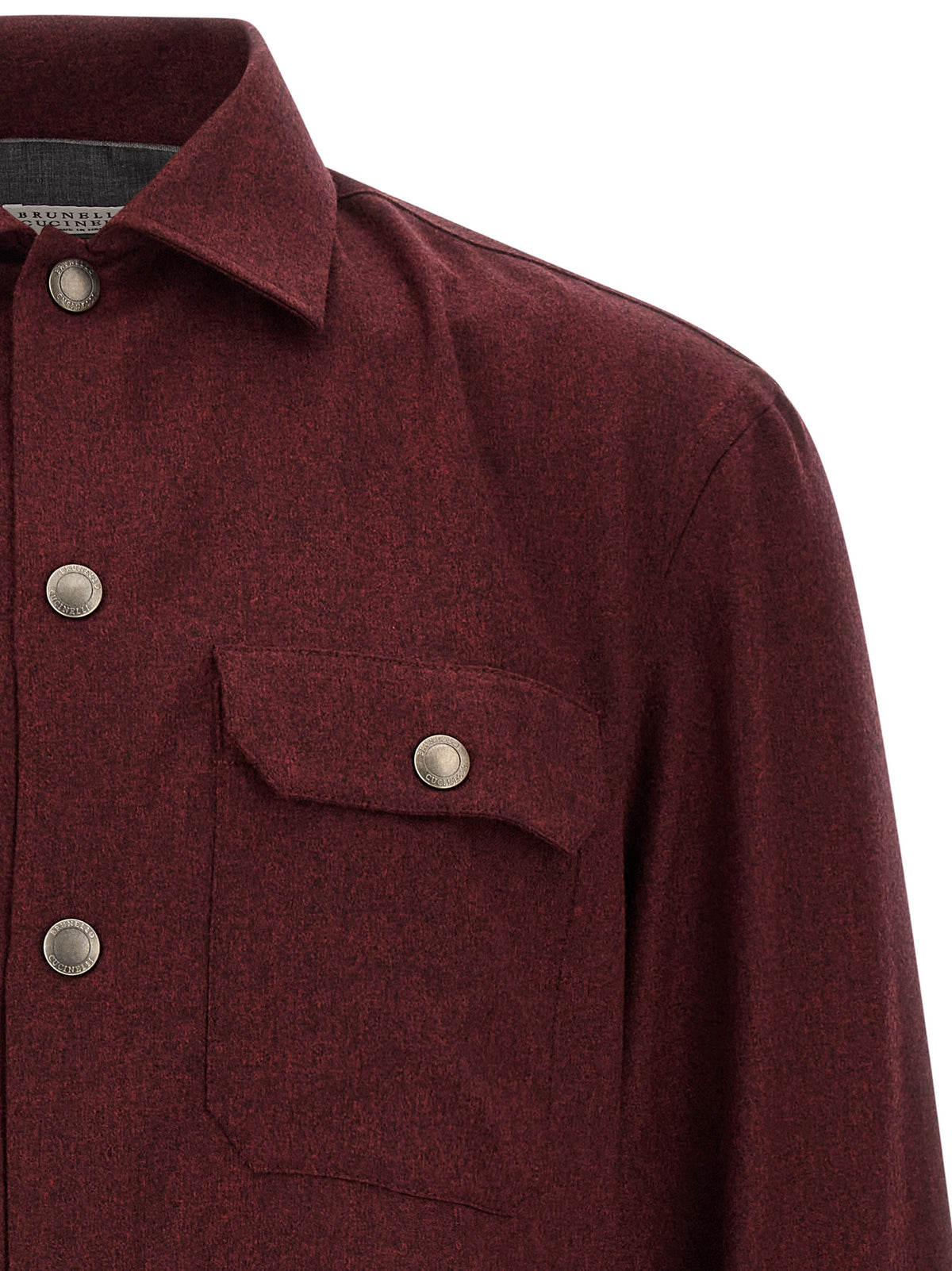 Brunello Cucinelli Bordeaux Virgin Wool Men's Blouse