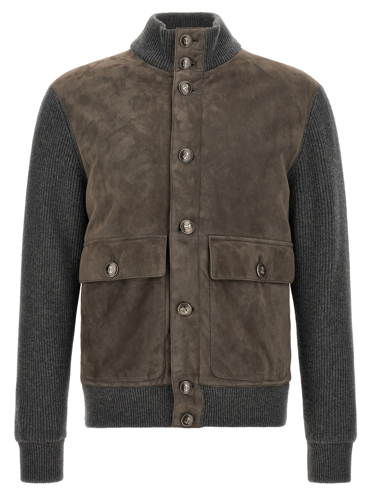 Brunello Cucinelli Gray Lamb Leather Leather Men's Jacket