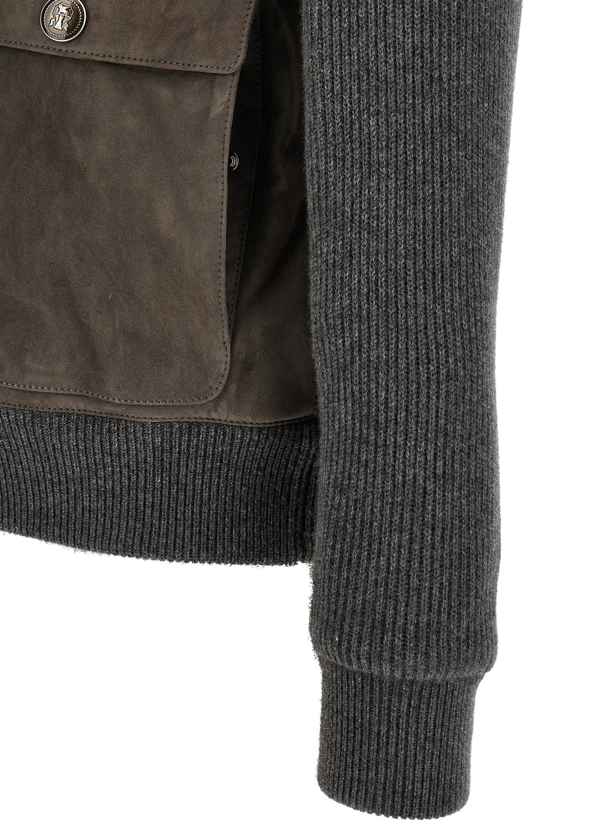 Brunello Cucinelli Gray Lamb Leather Leather Men's Jacket