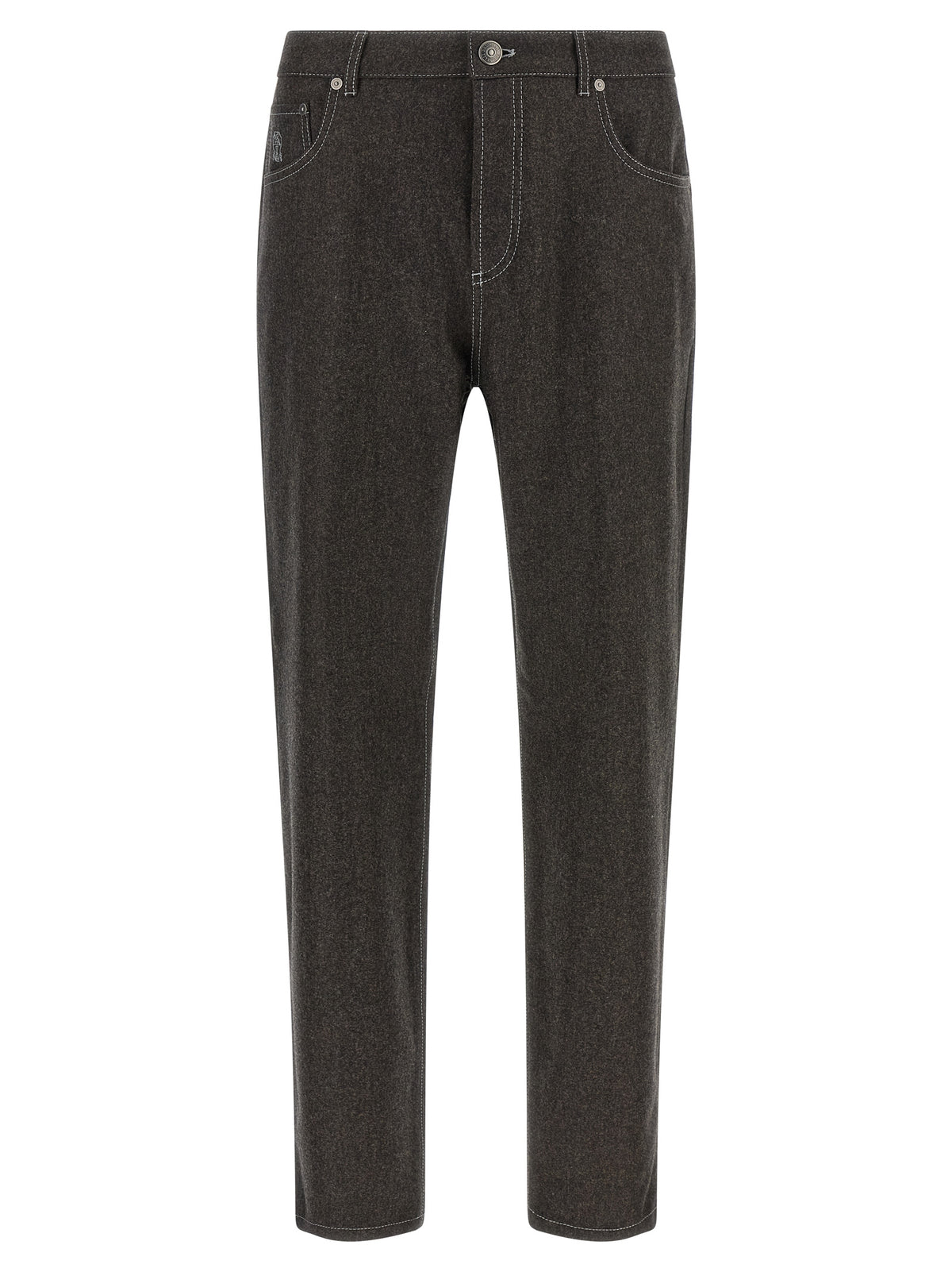 Brunello Cucinelli Gray Virgin Wool Casual Men's Pants