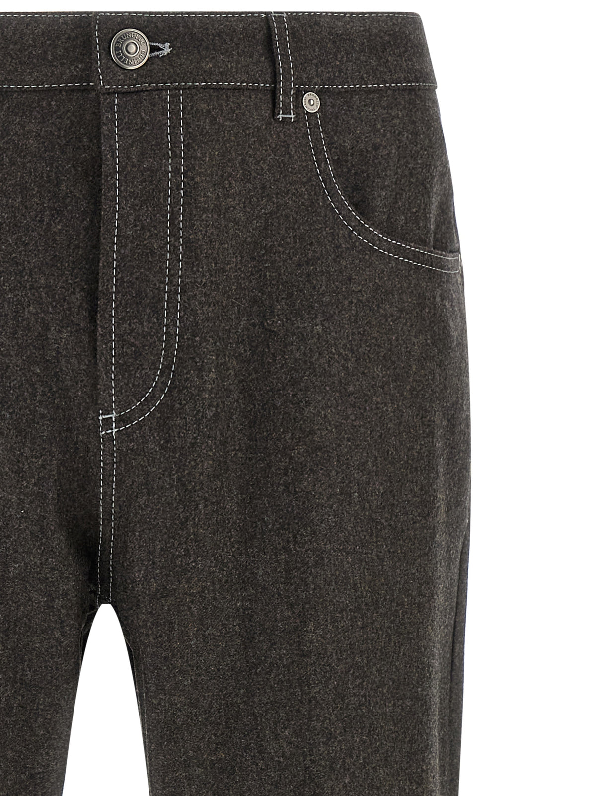 Brunello Cucinelli Gray Virgin Wool Casual Men's Pants