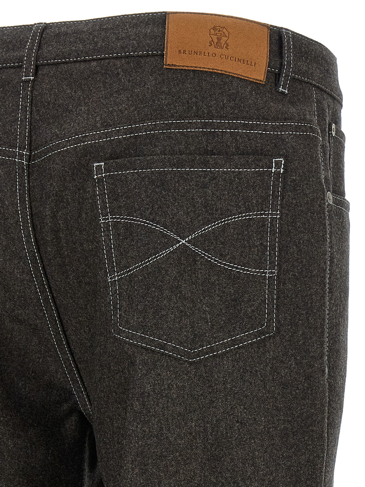 Brunello Cucinelli Gray Virgin Wool Casual Men's Pants
