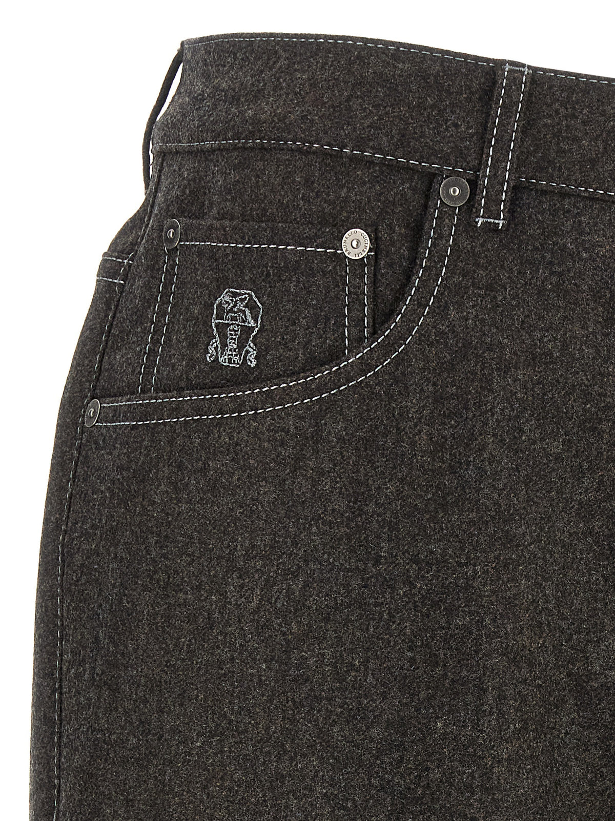 Brunello Cucinelli Gray Virgin Wool Casual Men's Pants