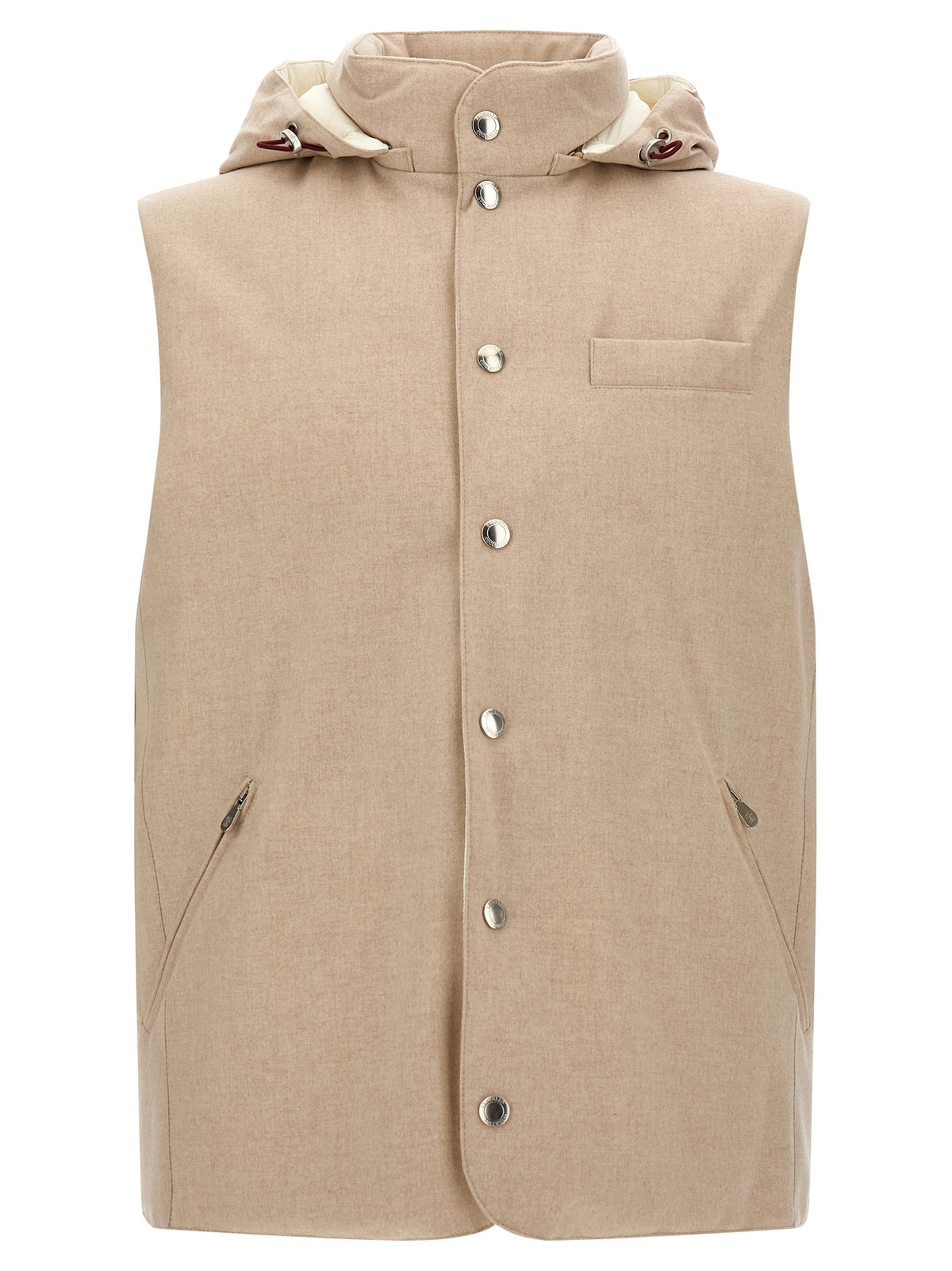 Brunello Cucinelli Beige Wool Sleeveless Men's Jacket