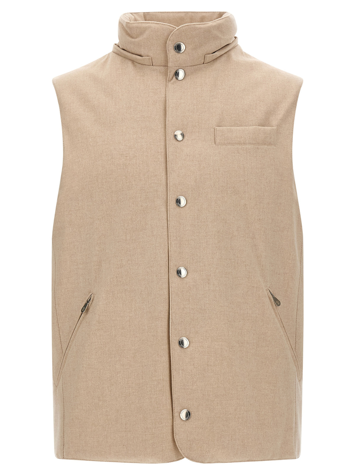 Brunello Cucinelli Beige Wool Sleeveless Men's Jacket