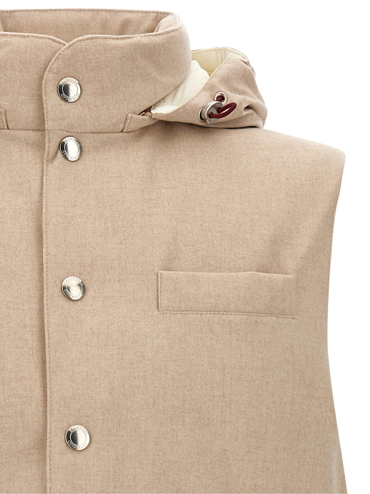Brunello Cucinelli Beige Wool Sleeveless Men's Jacket