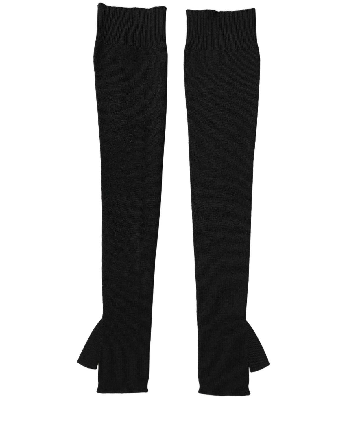 Dolce & Gabbana Black Wool Knitted Long Fingerless Men's Gloves