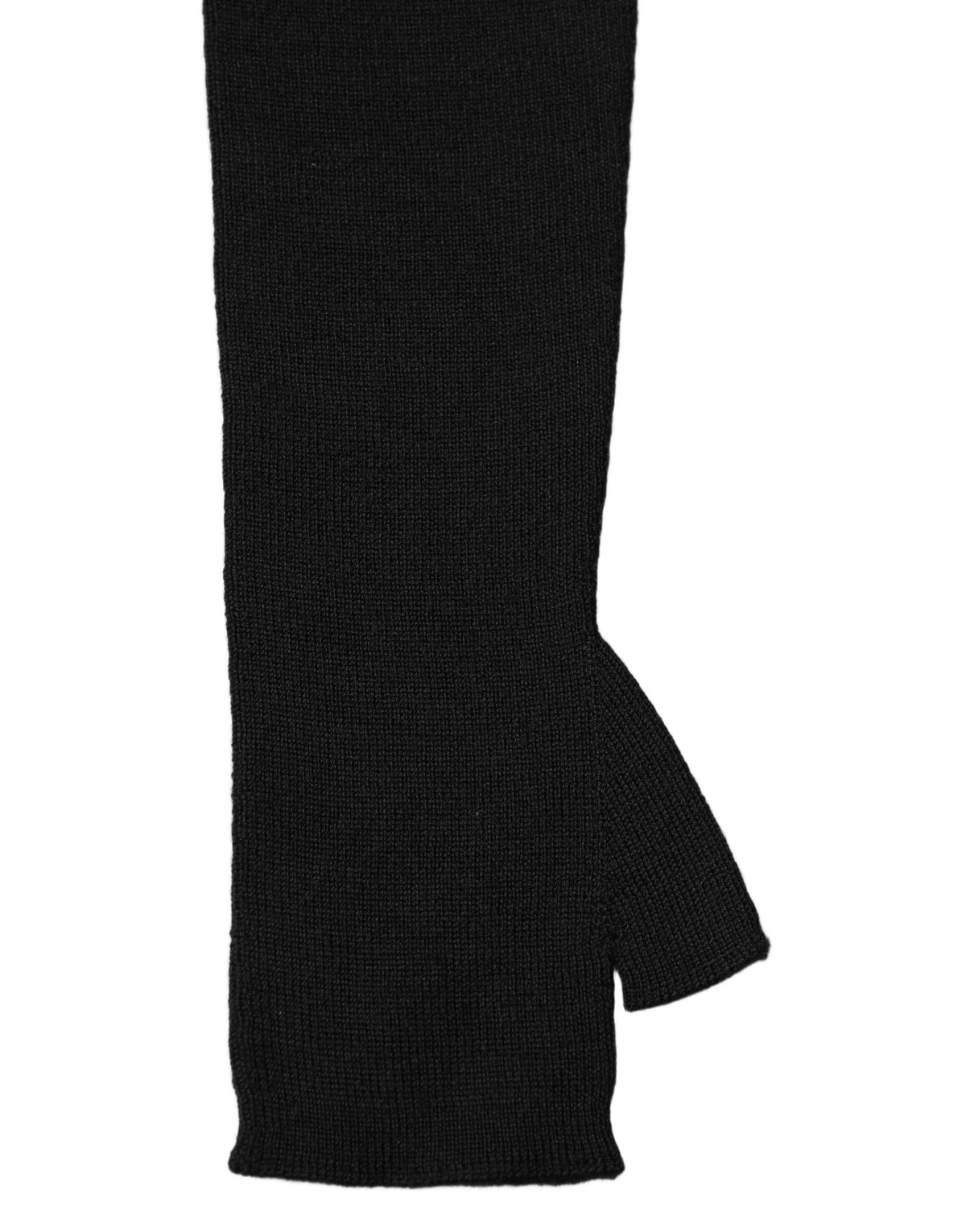 Dolce & Gabbana Black Wool Knitted Long Fingerless Men's Gloves