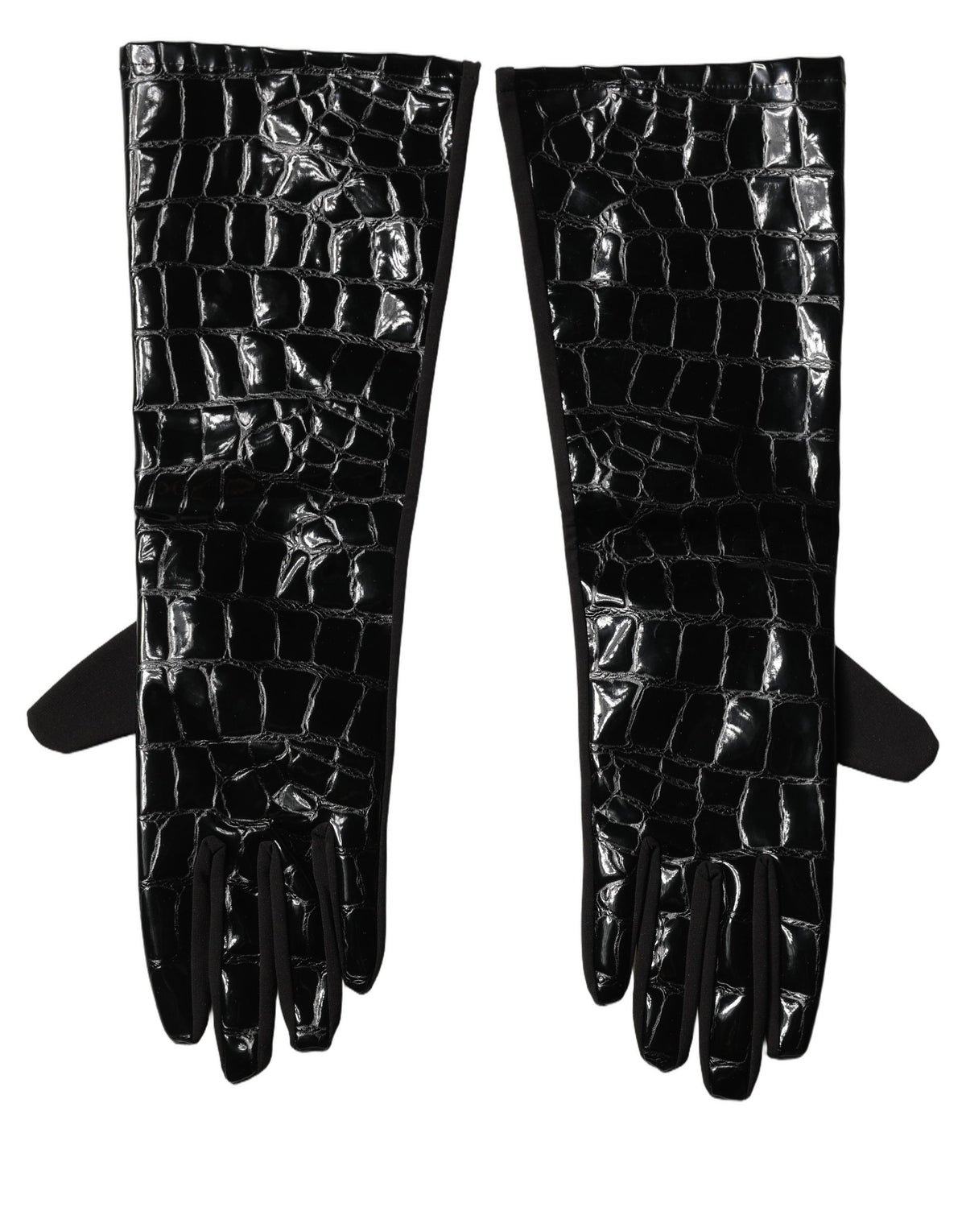 Dolce & Gabbana Black Polyester Patterned Short Length Men's Gloves