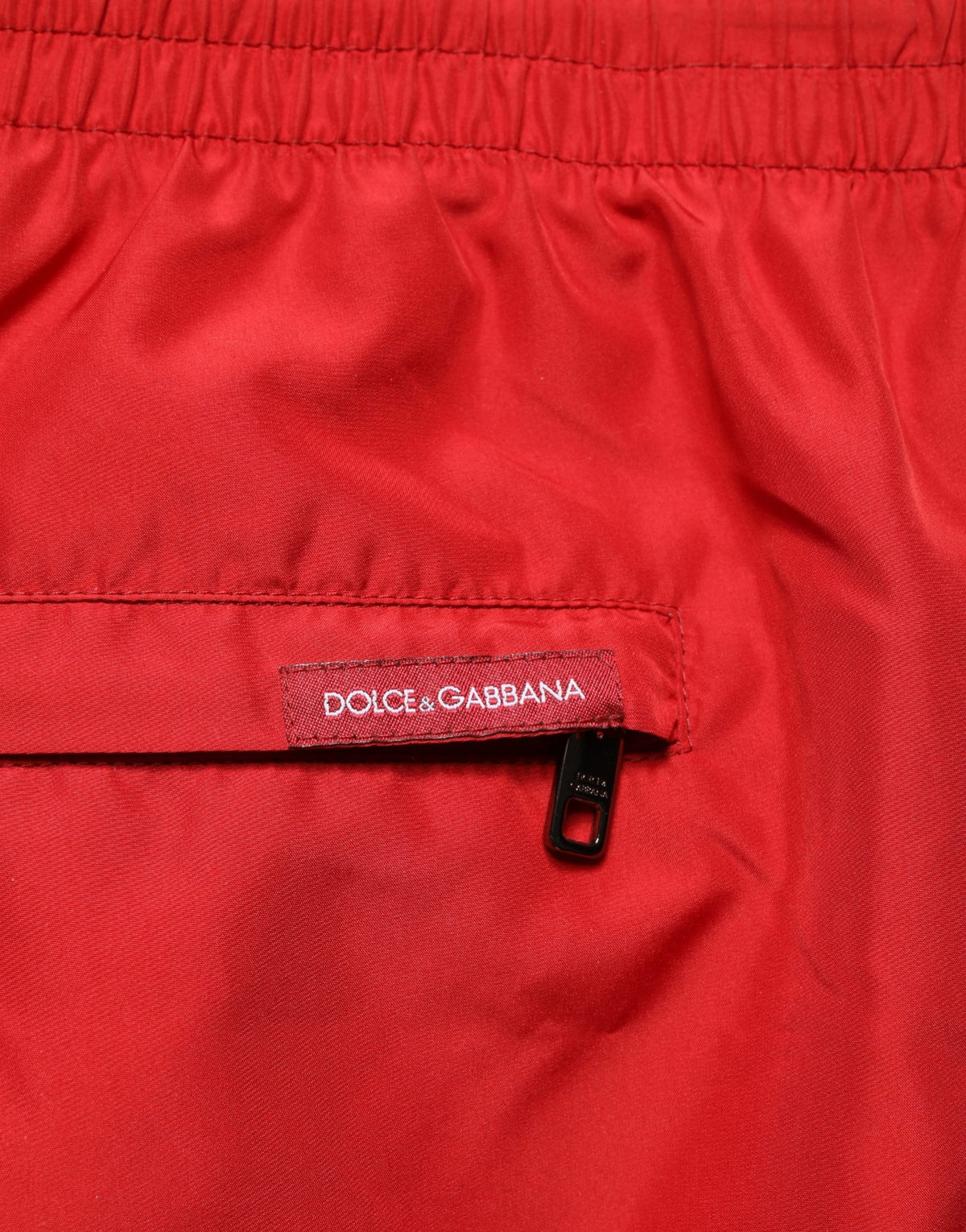 Dolce & Gabbana Red Polyester Drawstring Beach Shorts Men's Swimwear