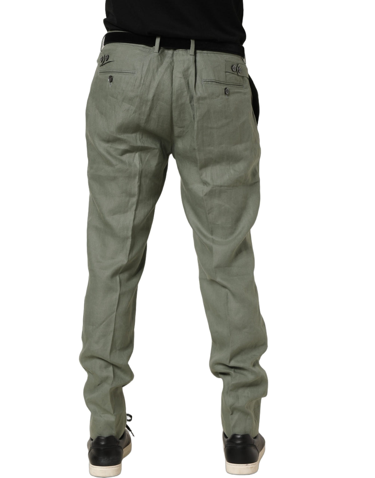 Dolce & Gabbana Gray Linen Tapered Men Dress Trouser Men's Pants