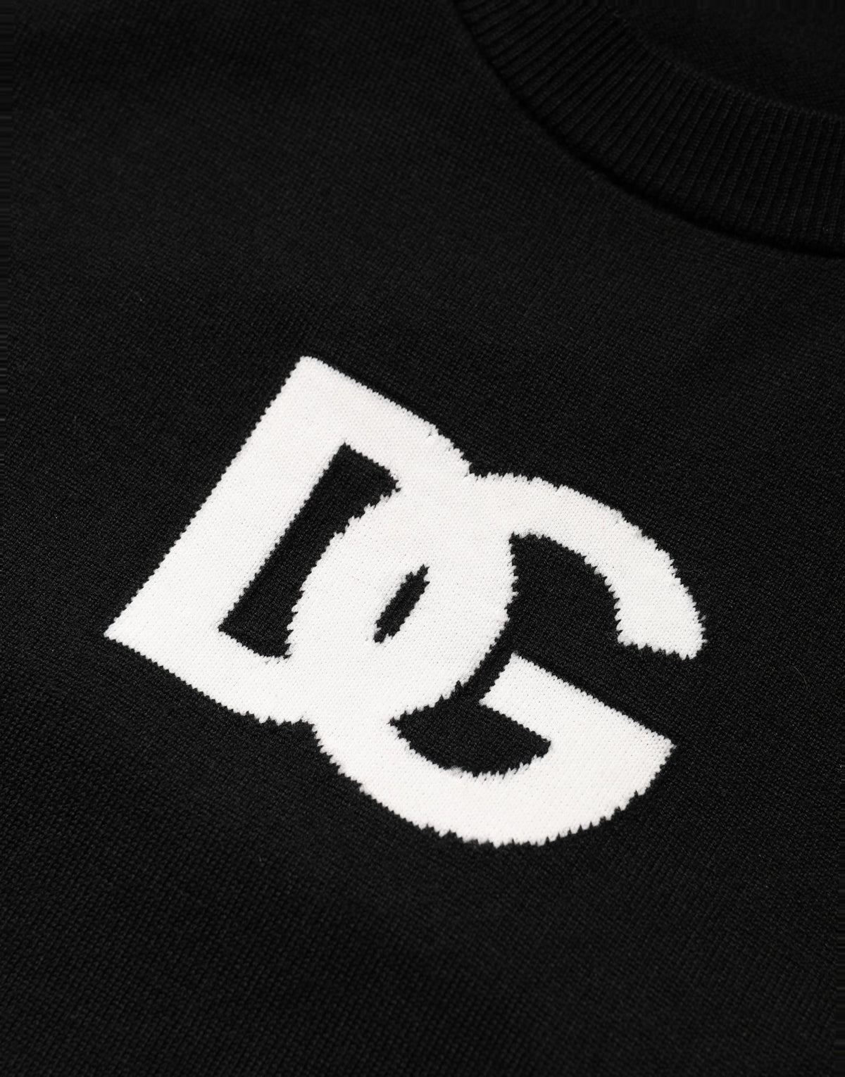 Dolce & Gabbana Black Wool DG Logo Men Crew Neck Men's Sweater