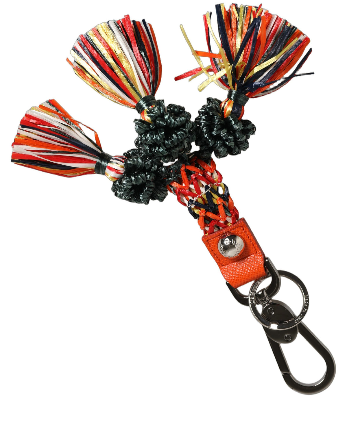 Dolce & Gabbana Multicolor Raffia Leather Clasp Finder Chain Women's Keyring