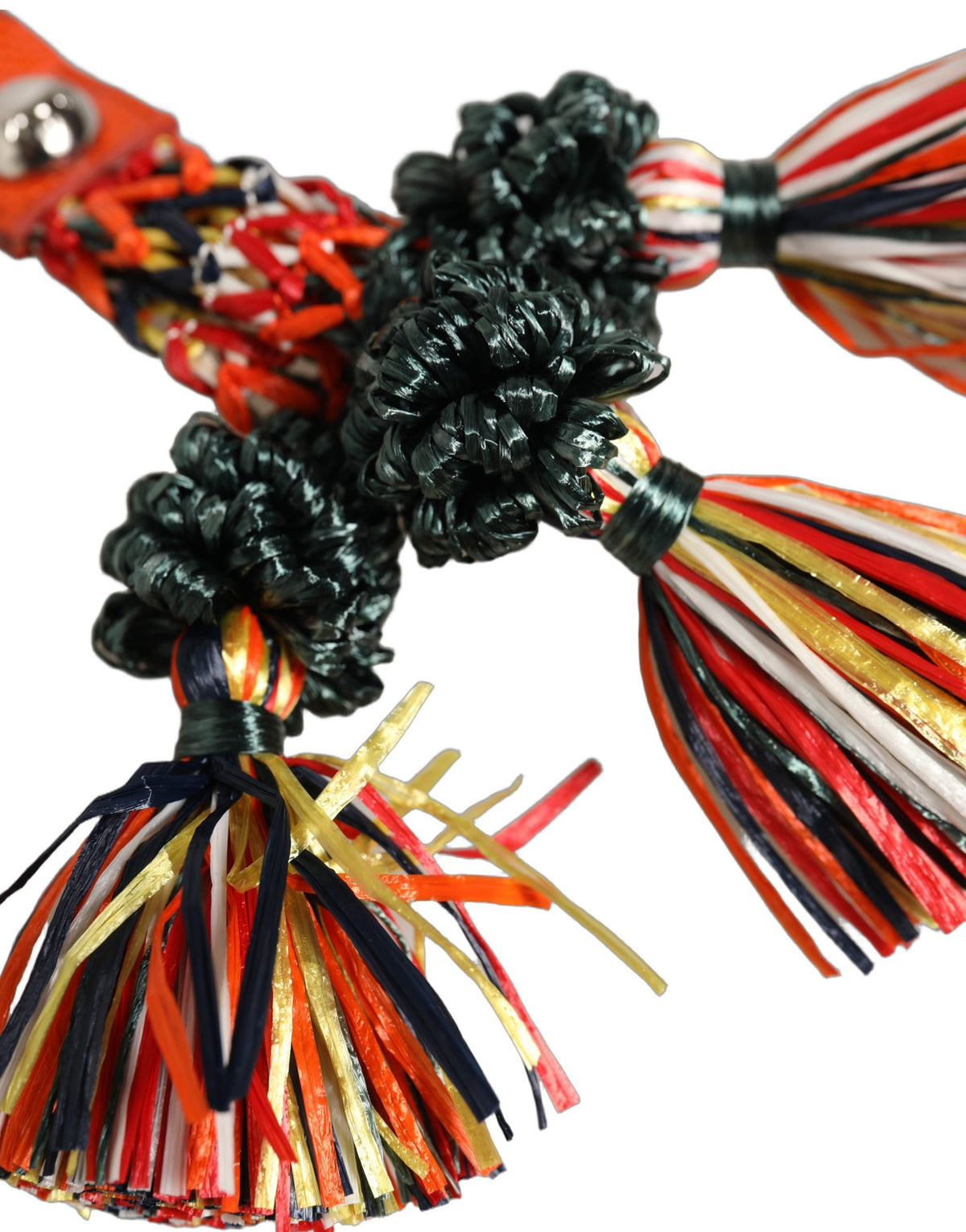 Dolce & Gabbana Multicolor Raffia Leather Clasp Finder Chain Women's Keyring