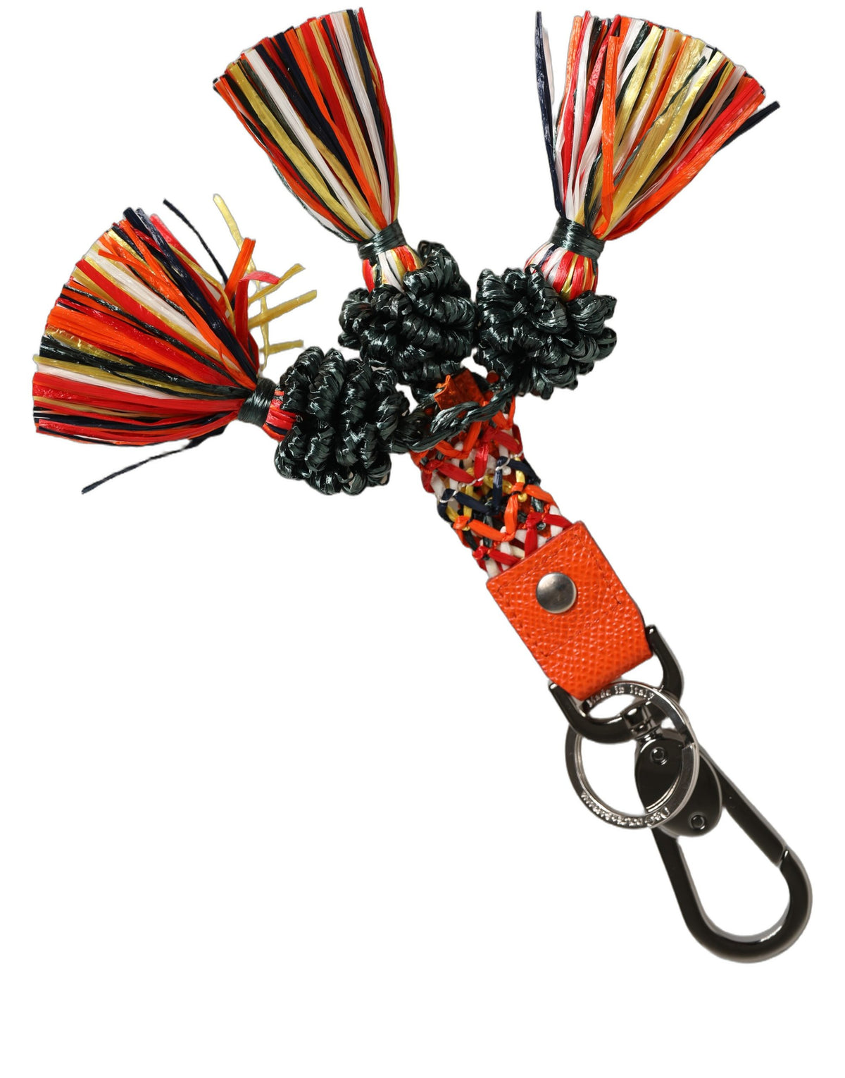 Dolce & Gabbana Multicolor Raffia Leather Clasp Finder Chain Women's Keyring