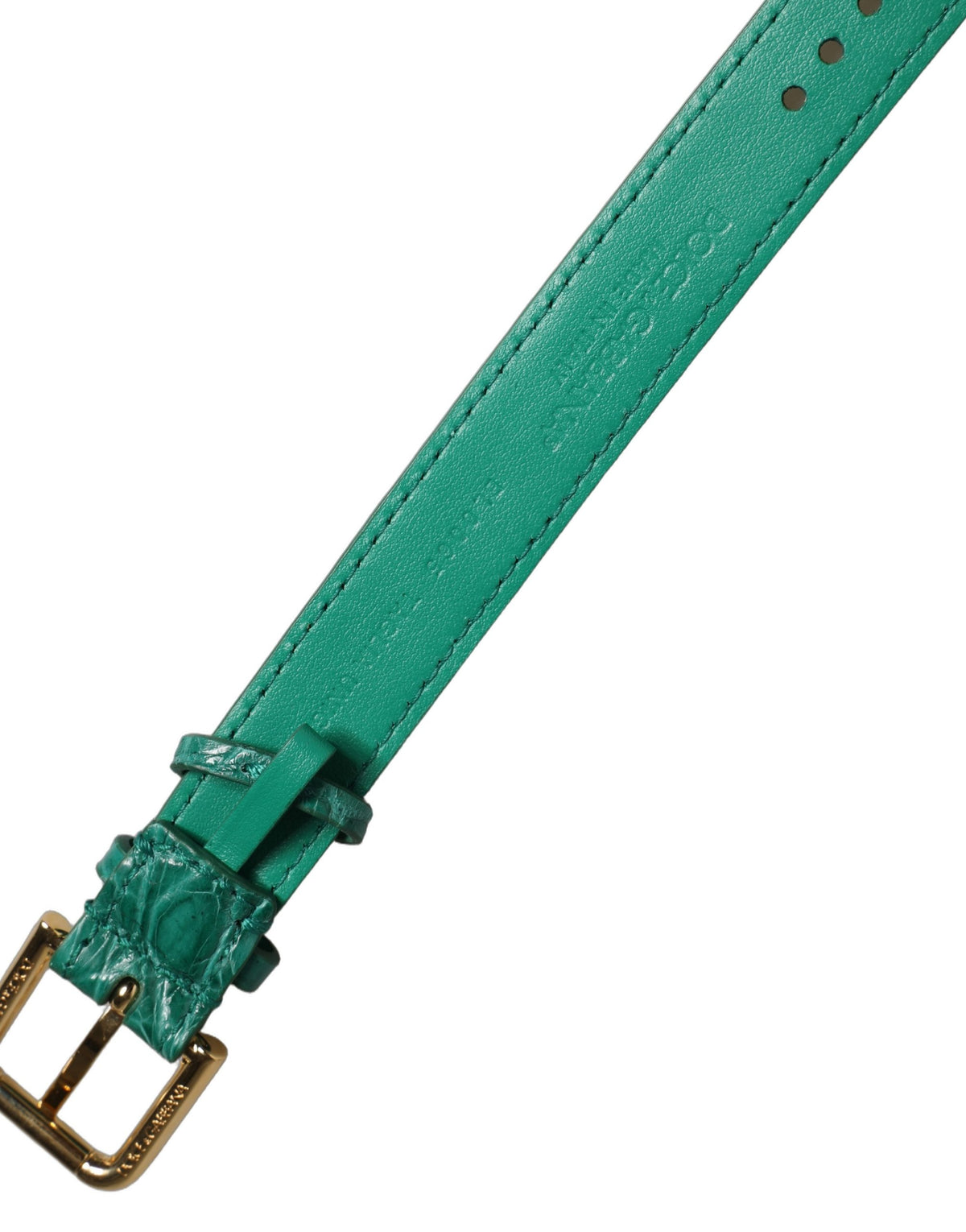 Dolce & Gabbana Green Embossed Leather Gold Buckle Belt Strap Women's Bracelet