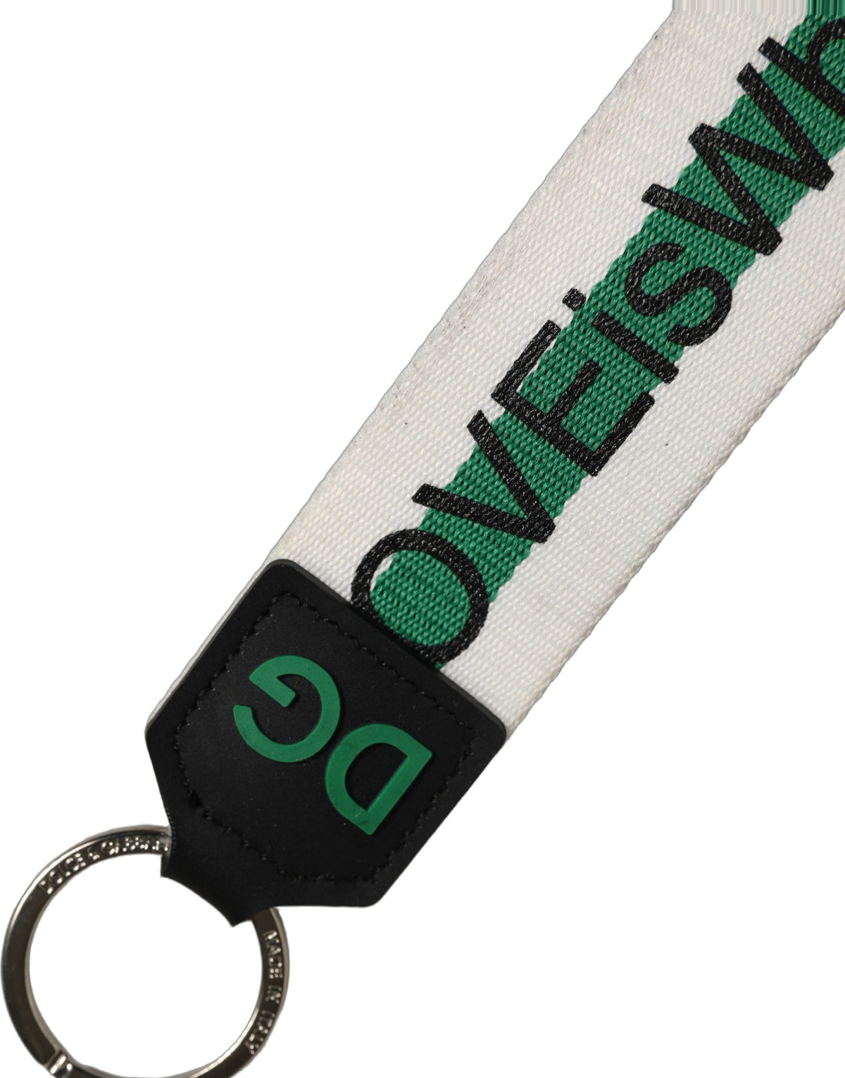 Dolce & Gabbana Green Logo Polyester Silver Brass Holder Keychain Women's Keyring (Pre-Owned)