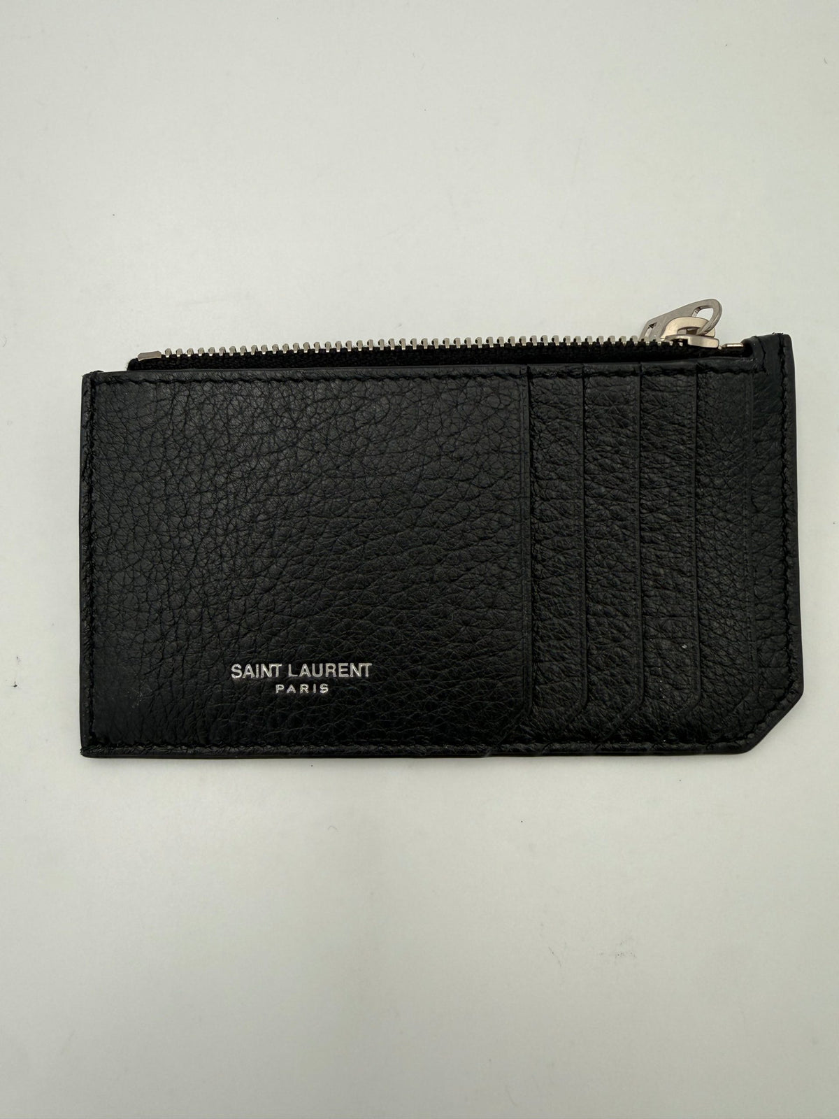 Saint Laurent SAINT LAURENT Zip in Deerskin Cardholder (Pre-Owned)