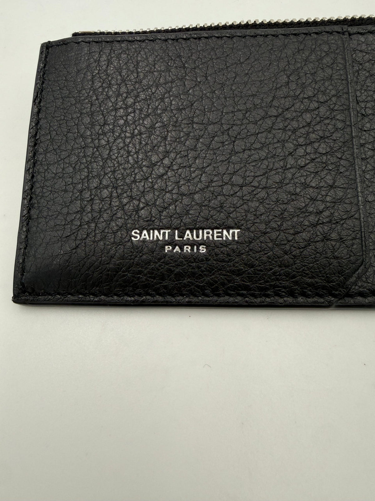 Saint Laurent SAINT LAURENT Zip in Deerskin Cardholder (Pre-Owned)