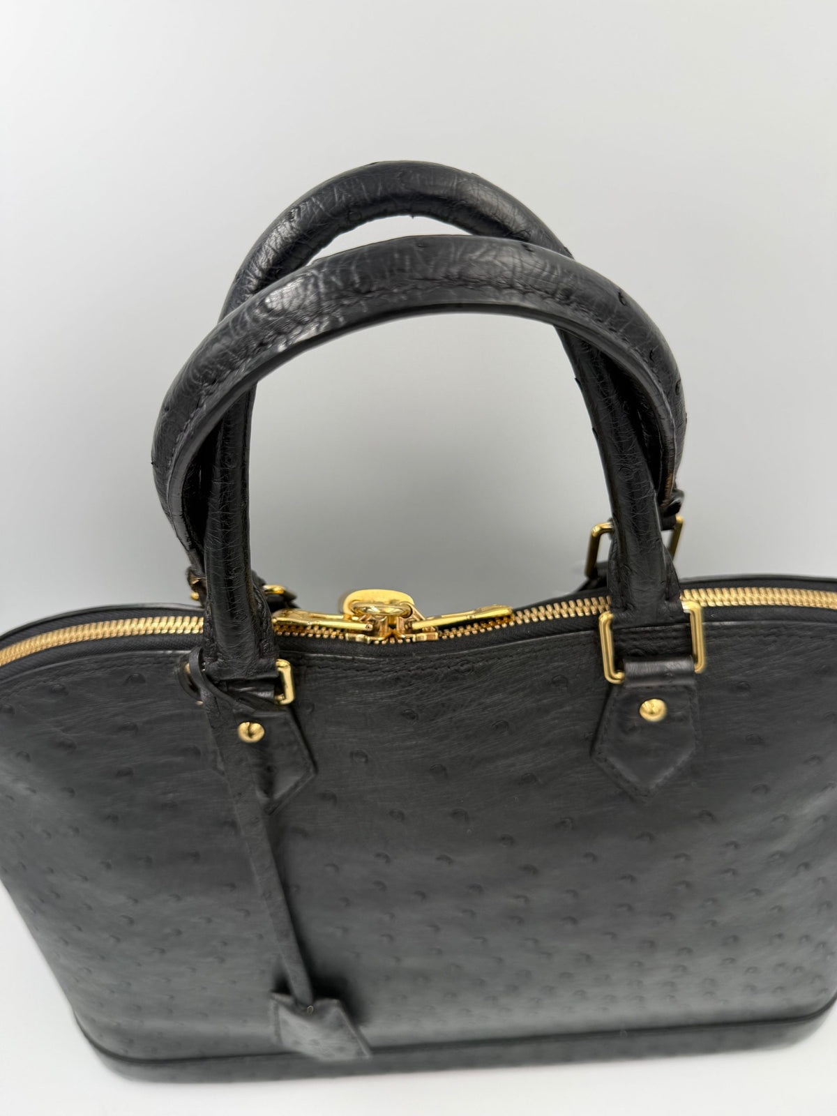 Louis Vuitton LOUIS VUITTON Alma GM in Ostrich Leather Women's Handbag (Pre-Owned)